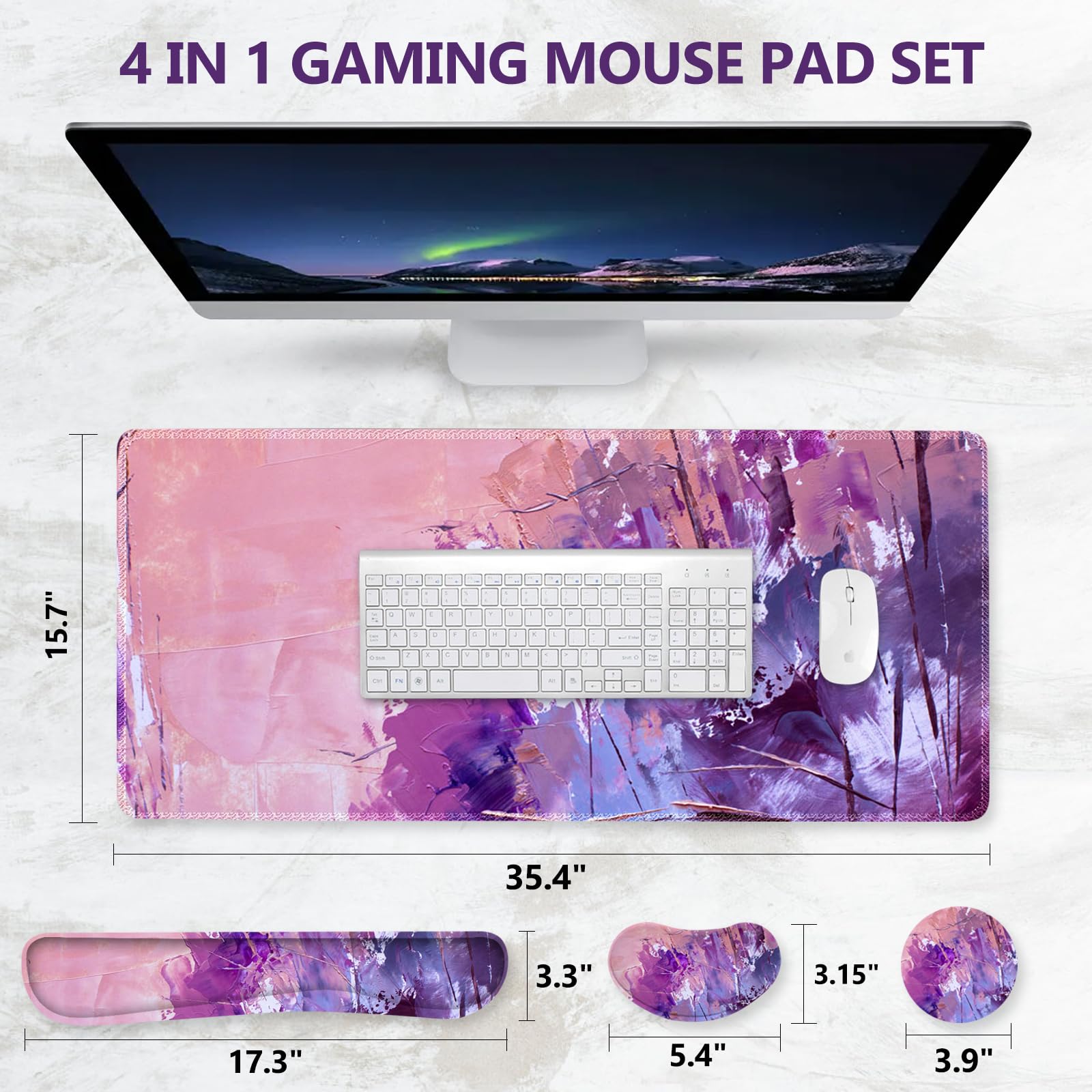 DINKY Keyboard Mouse Pad Set, Large Gaming Mousepad + Memory Foam Ergonomic Keyboard Wrist Rest