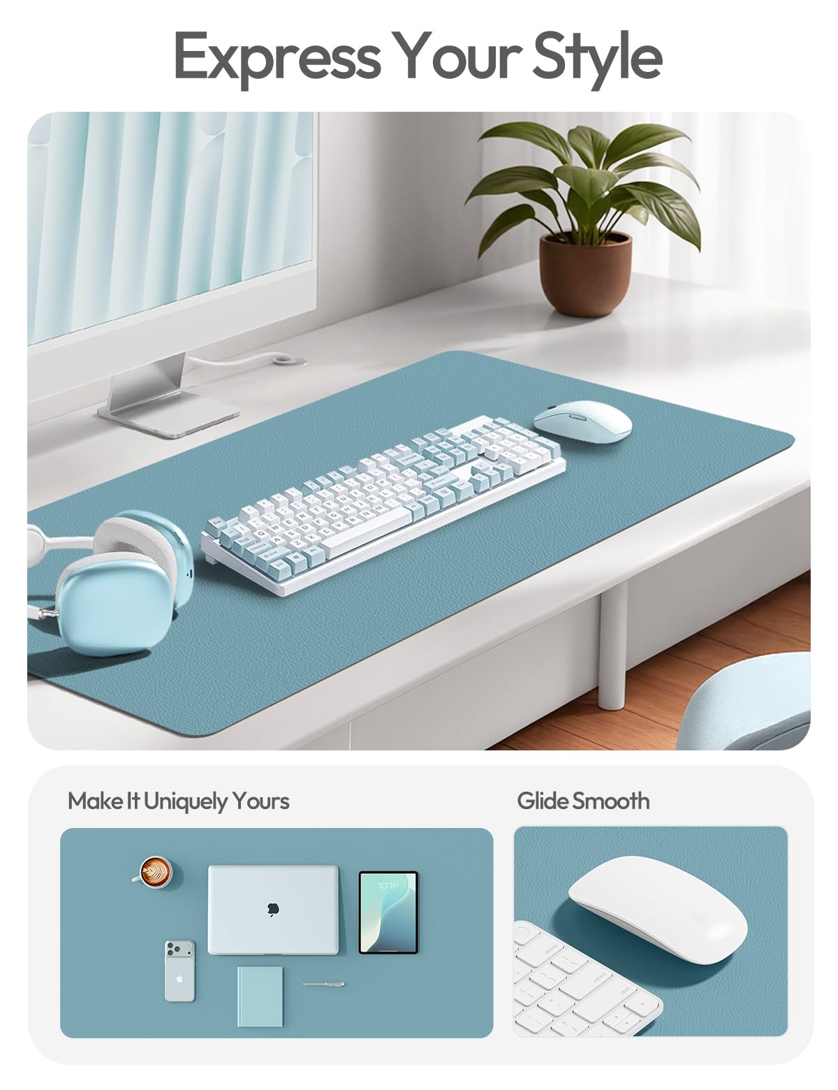YSAGi Leather Desk Pad Protector, Office Desk Mat, Large Mouse Pad, Non-Slip PU Leather Desk