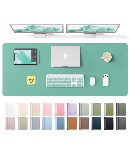 YSAGi Leather Desk Pad Protector, Office Desk Mat, Large Mouse Pad, Non-Slip PU Leather Desk