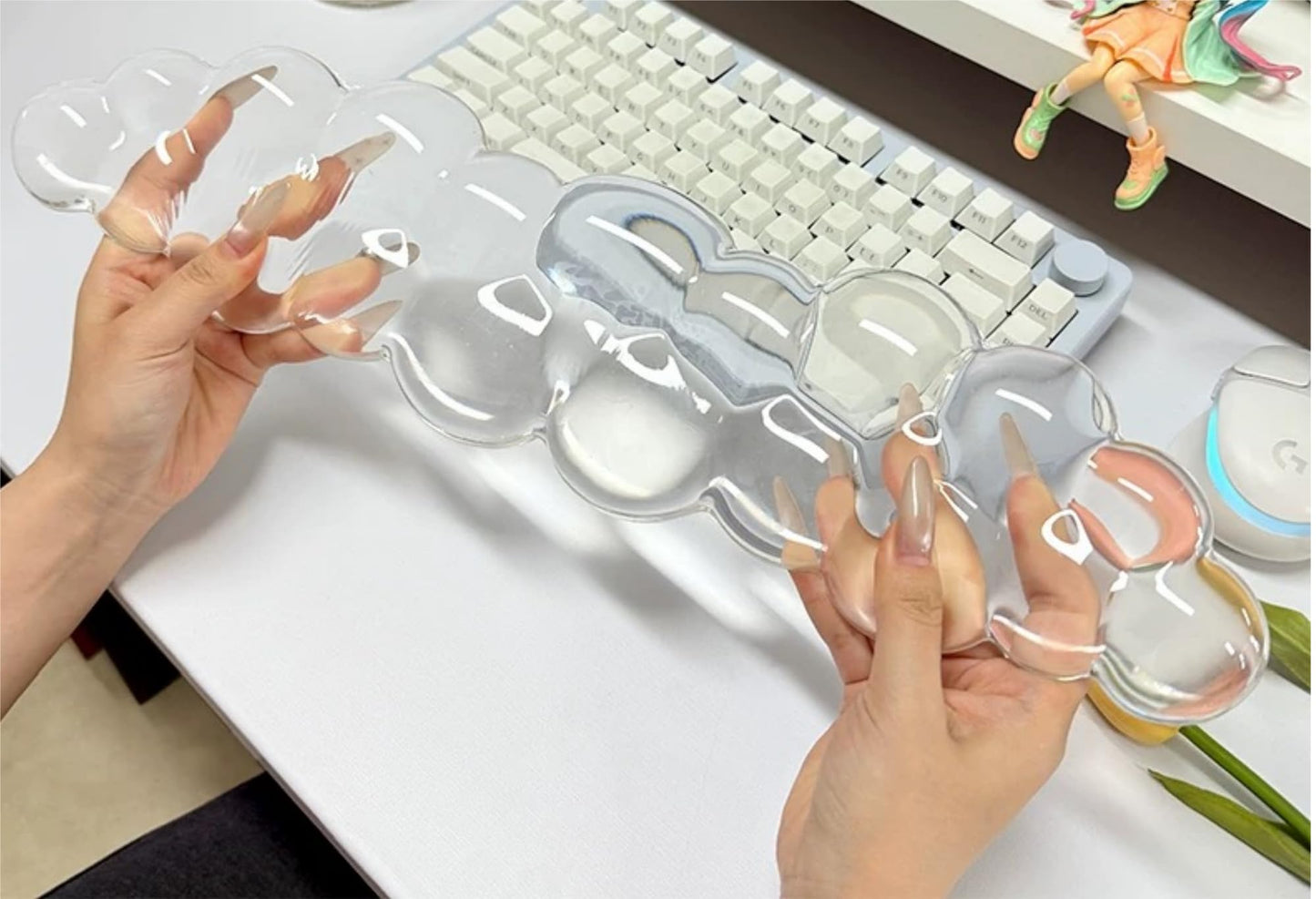 Aszqvd Mouse Pad with Wrist Rest, Soft Cloud Gel Keyboard Mouse Pad Set with Hand Wrist Support