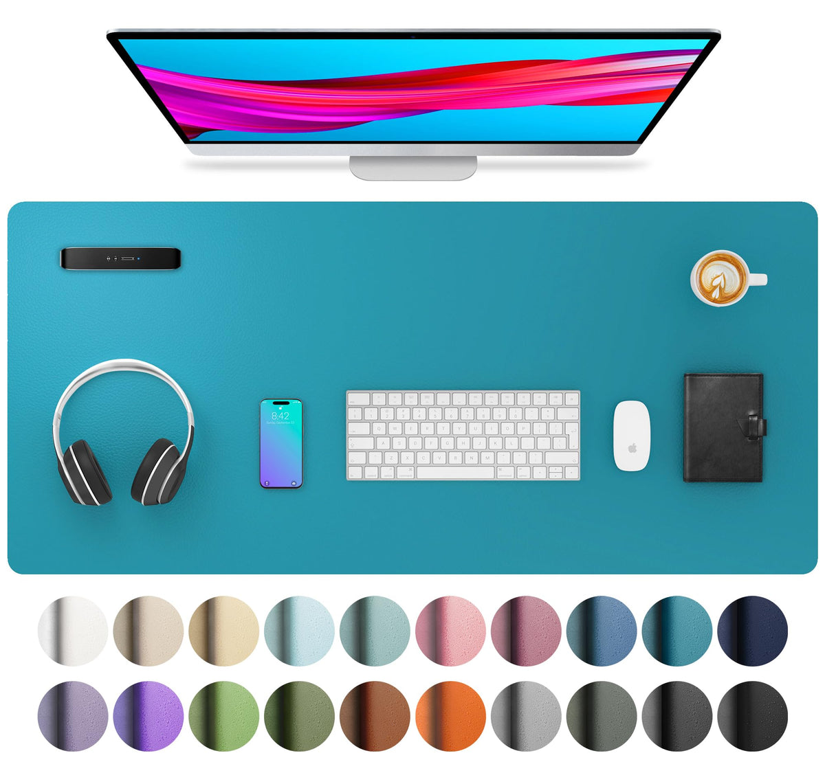 Aothia Leather Desk Pad Protector, Mouse Pad, Office Desk Mat, Non-Slip PU Leather Desk Blotter