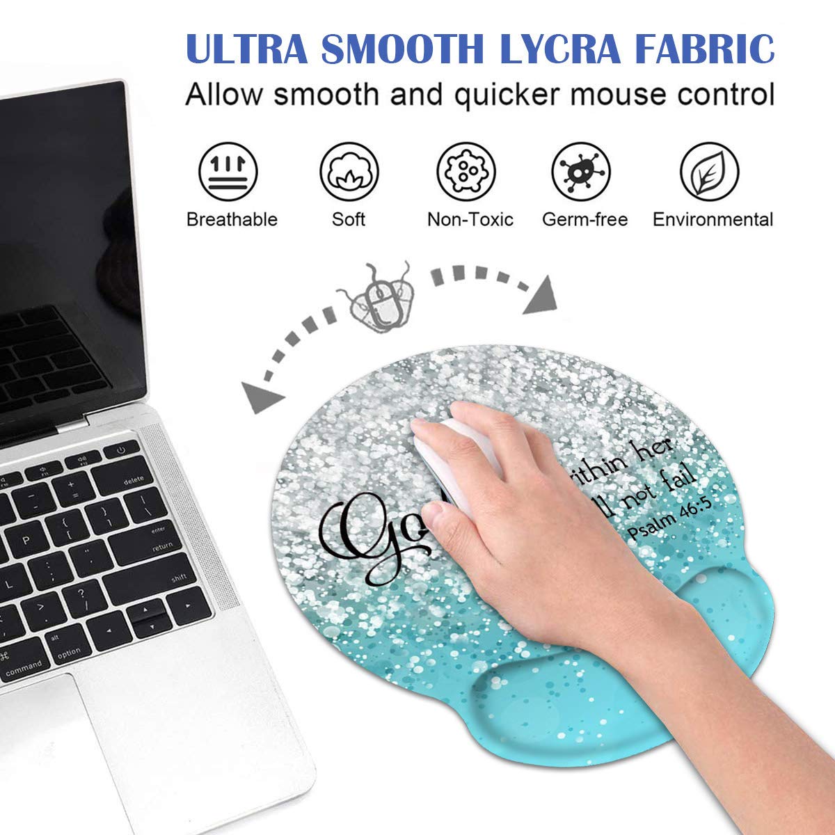 Ergonomic Mouse Pad Wrist Support and Coasters Set, Cute Wrist Rest Pad with Non-Slip PU Base for
