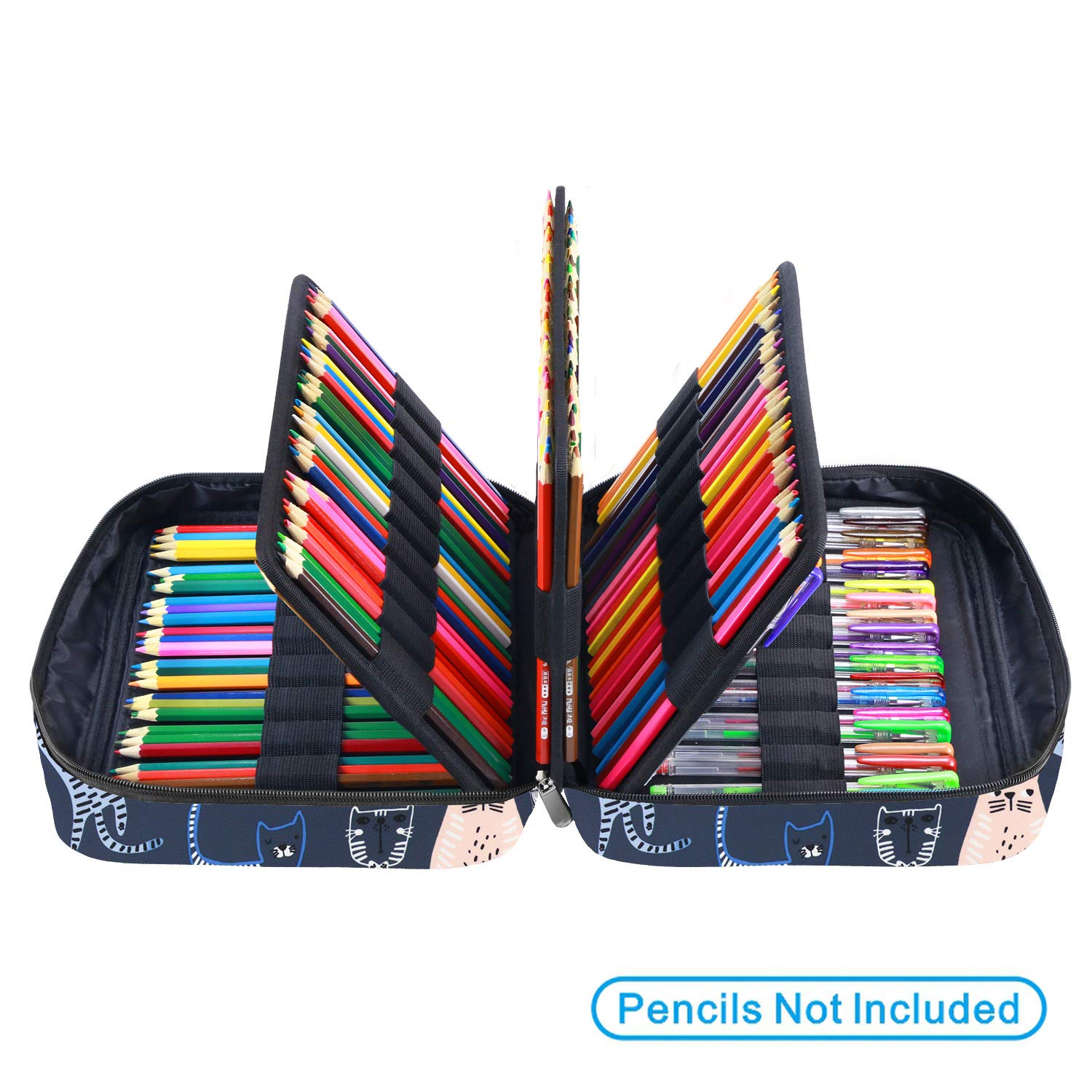 YOUSHARES Colored Pencil Case 220 Slots Pen Case Organizer With Handy Wrap & Zipper, Multilayer