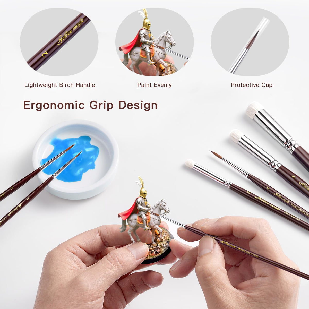 Kolinsky Sable Miniature Brushes Drybrushes for Miniature Set 7 pcs Paint Brushes for Miniature Oil