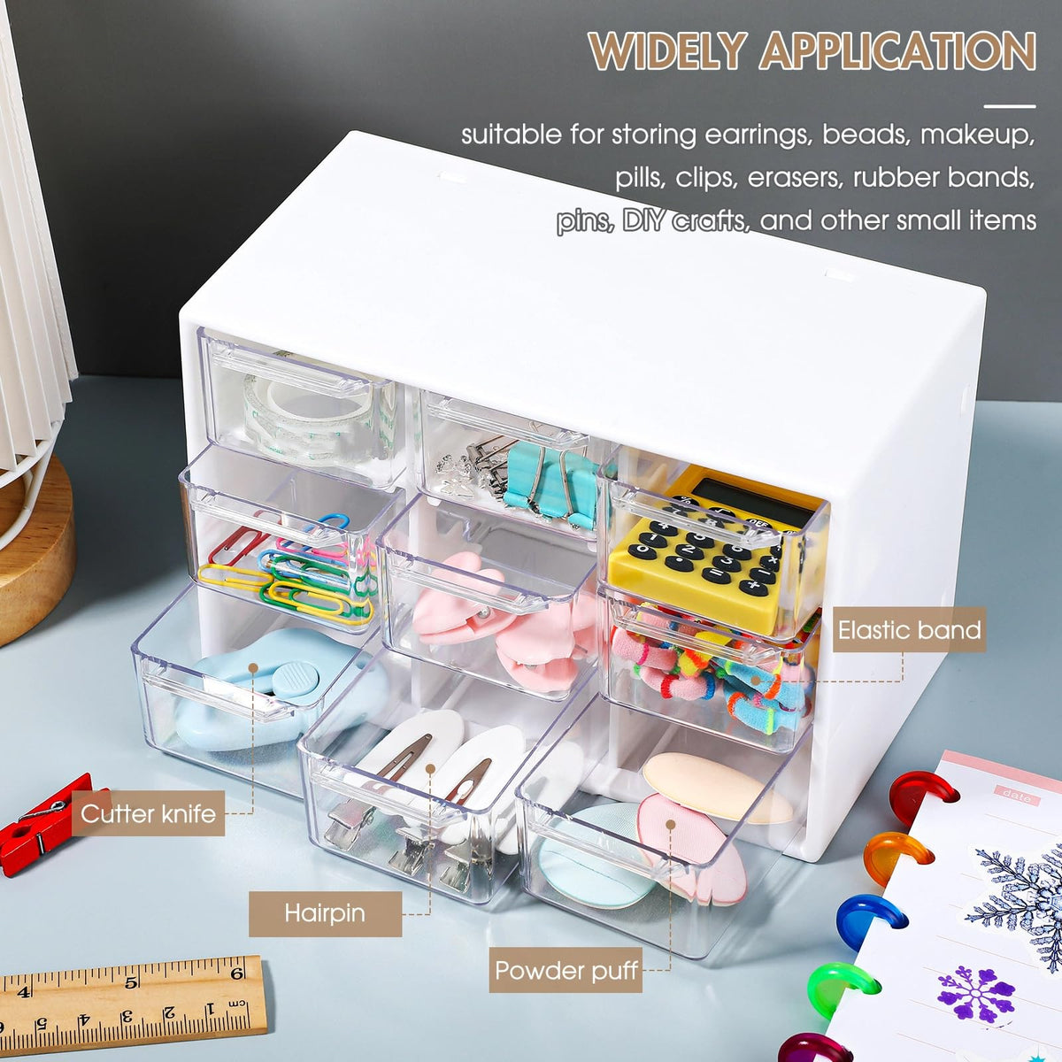 Amyhill 6 Pcs Mini Drawer Organizer Small Organizer with 9 Drawers Plastic Desktop Craft Storage