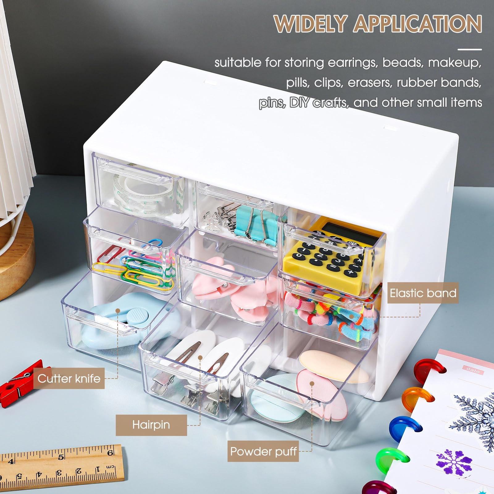 Amyhill 6 Pcs Mini Drawer Organizer Small Organizer with 9 Drawers Plastic Desktop Craft Storage