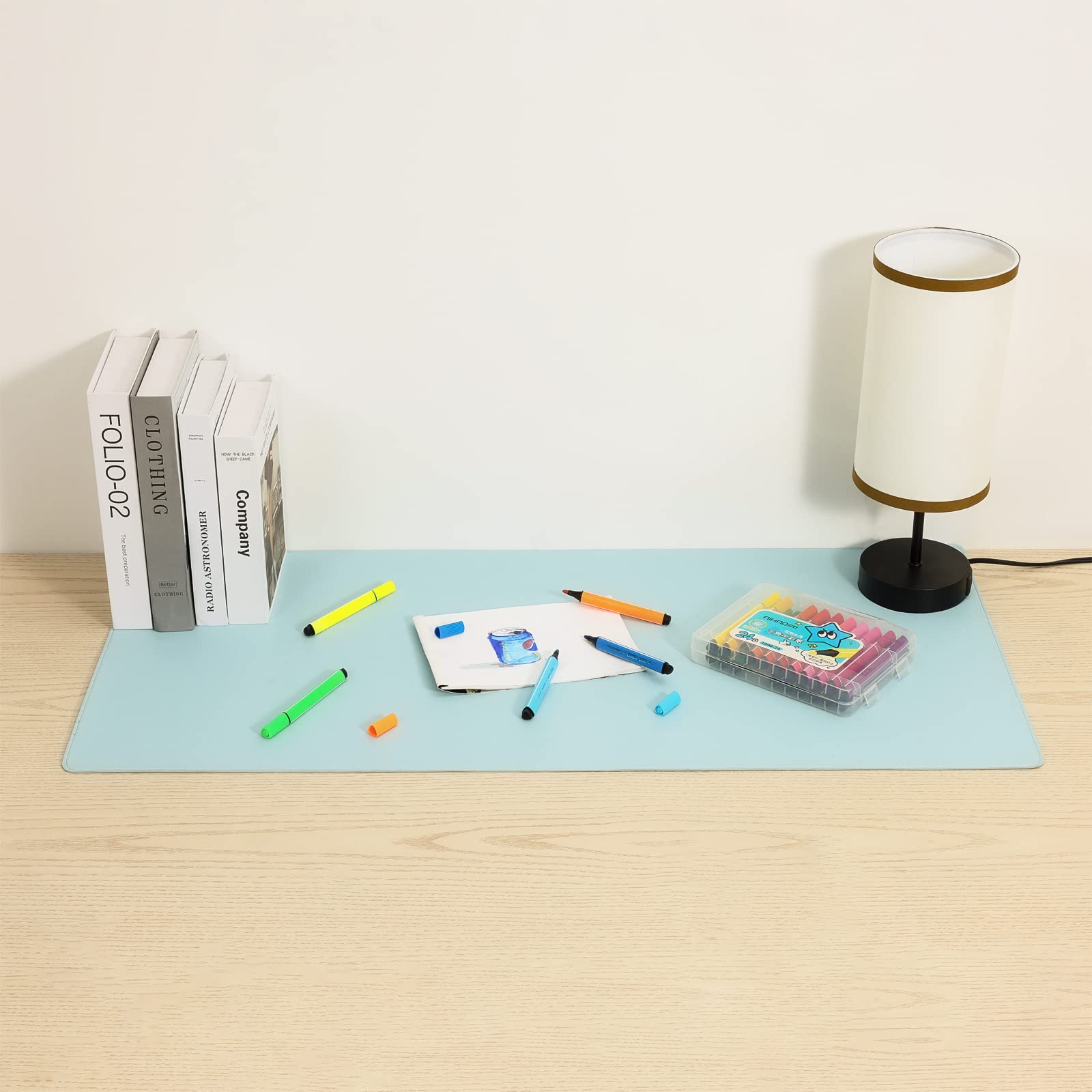 Wolaile Faux Leather Desk Pad Blotter,Waterproof Non-Slip Writing Desk Mat for Kids,36x17 in