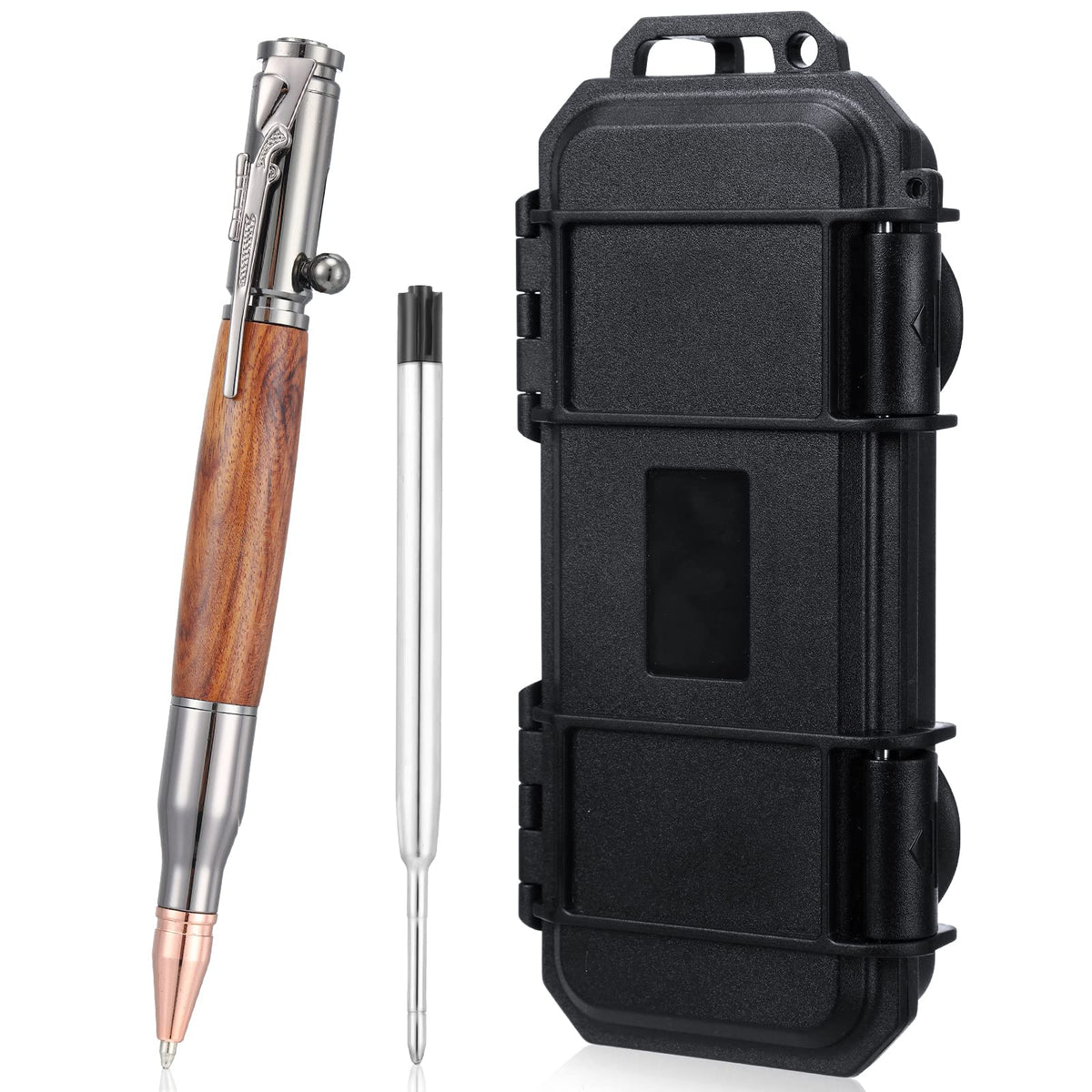 Crtiin Bolt Action Gun Pen Bullet Ballpoint for Gun Lover,Wood