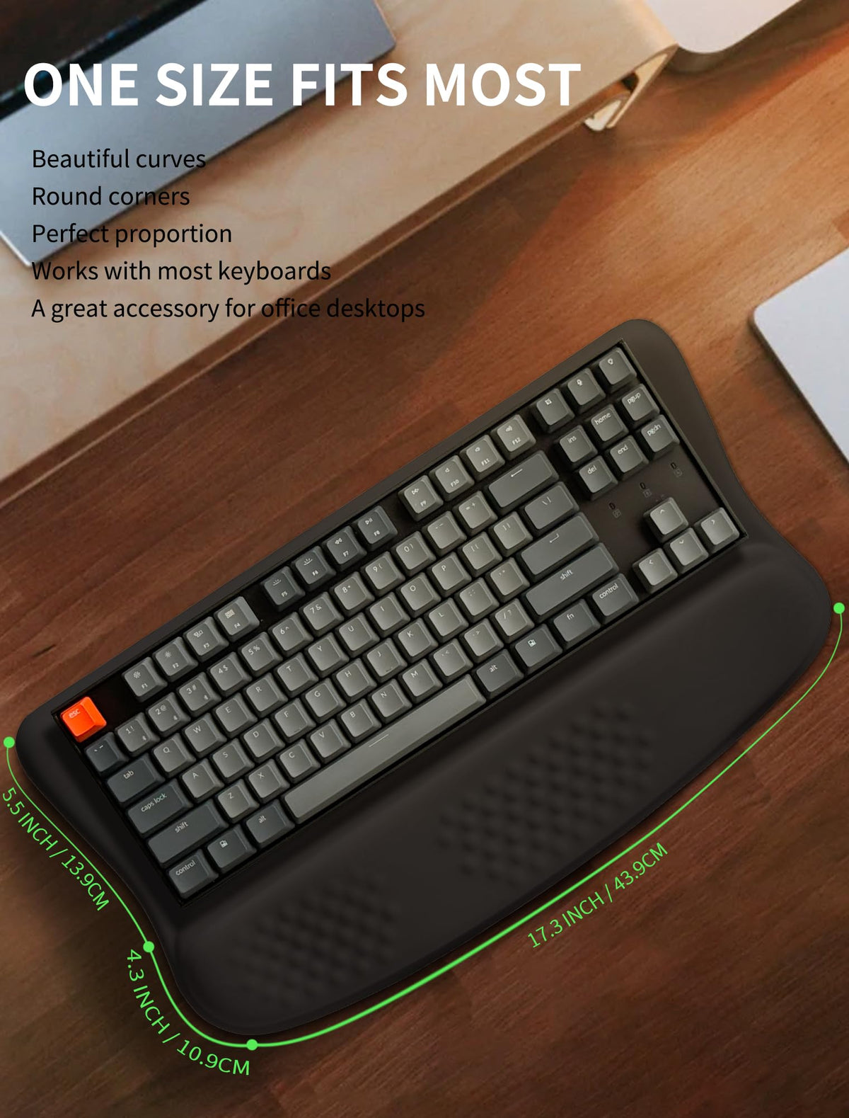 KUOSGM Ergonomic Wave Wrist Rest with Keyboard Stand, Cushioned Palm Rest, Comfortable Integrated