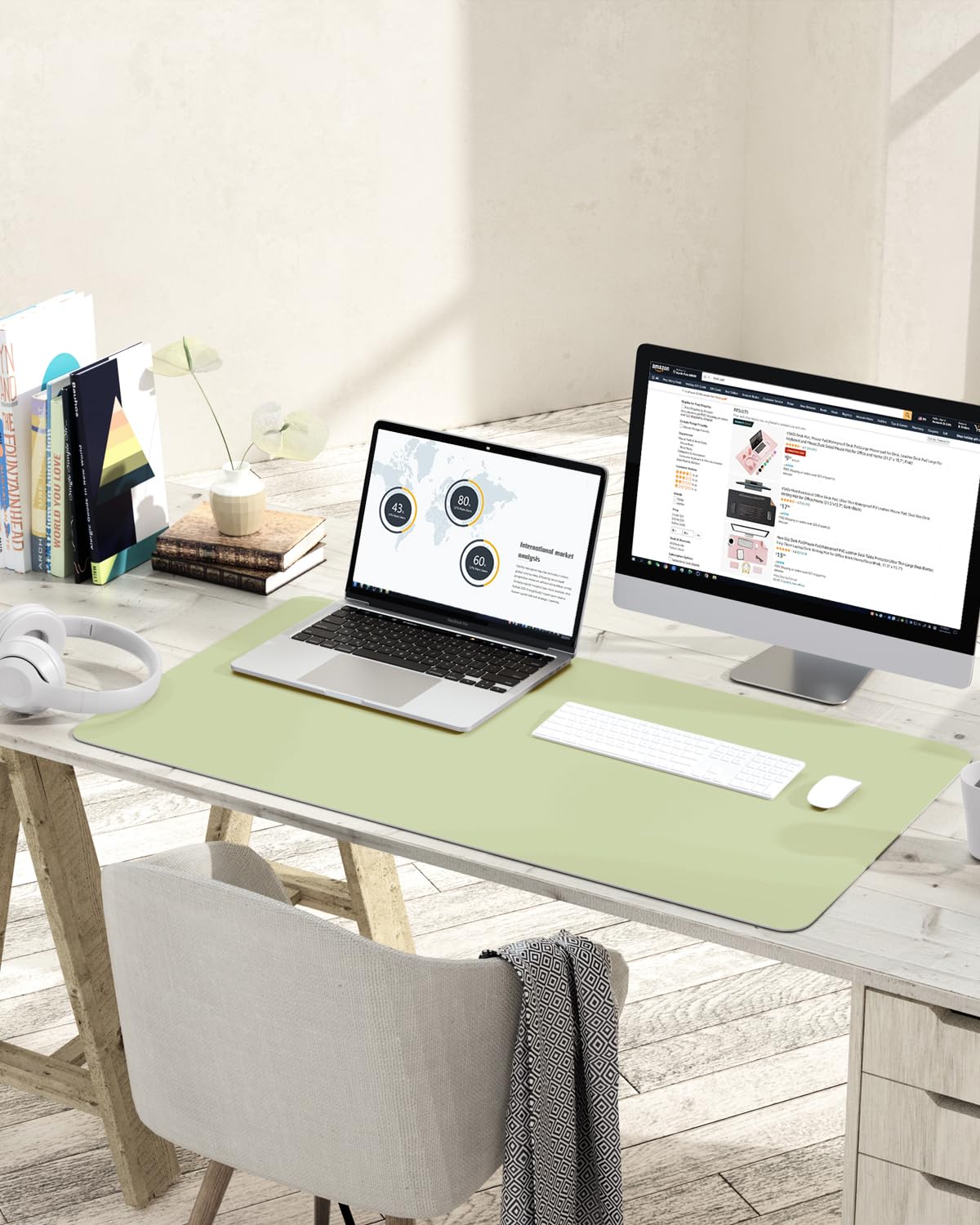 YSAGi Non-Slip Leather Desk Pad L Size, Waterproof Laptop Computer Desk Keyboard Mat, Table