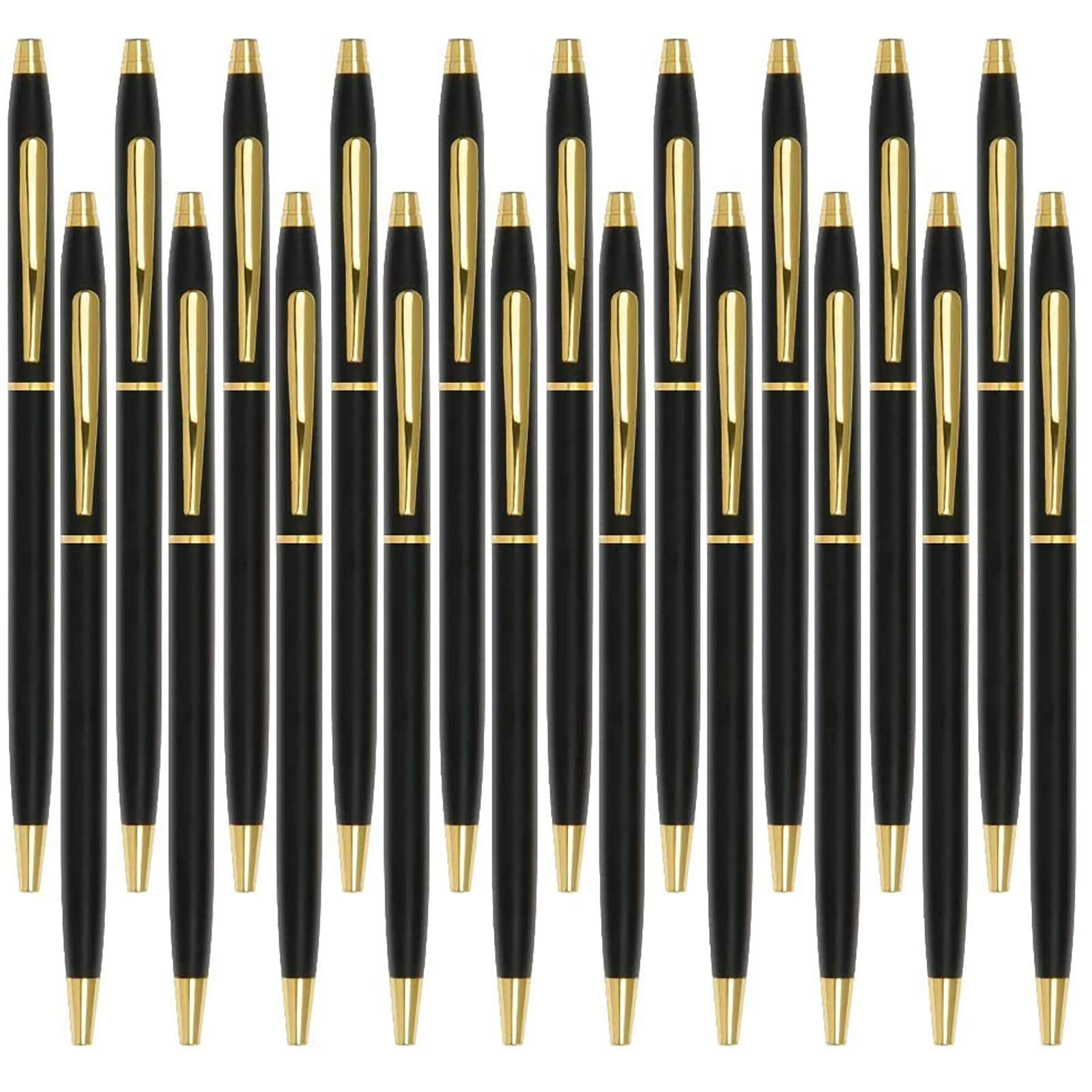 Cambond Slim Ballpoint Pens Bulk - Metal Black Pens Black Ink 1.0 mm