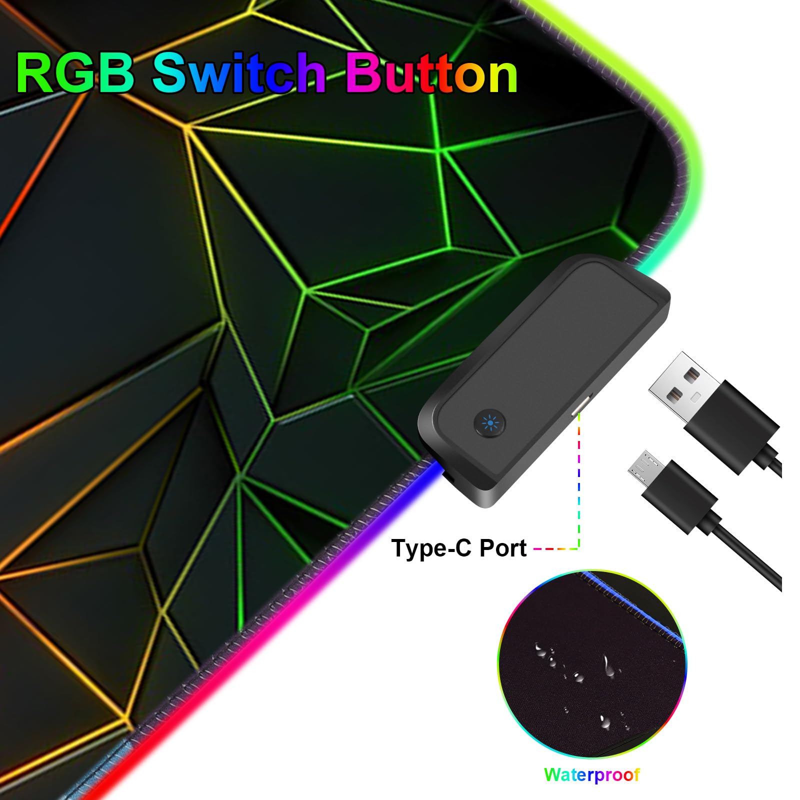 Mouse Pad 31.5 X 11.8 Inches RGB Mouse Mat with 13 Light Modes