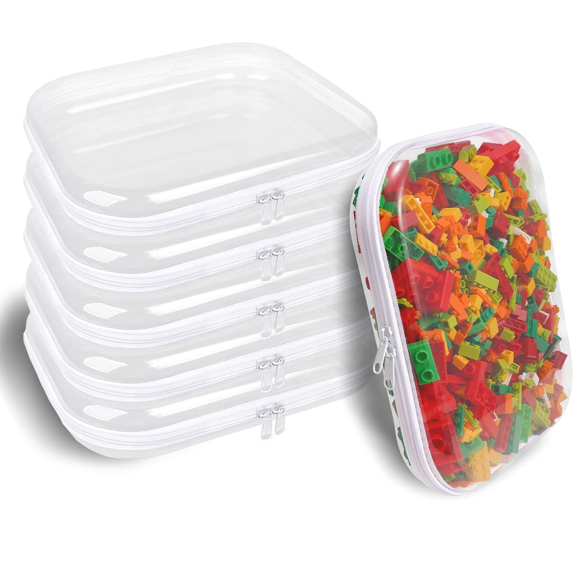 Clear Hard Shell Zipper Case,6PCS Transparent Clear Zipper Pouches,Hard Side Plastic Case