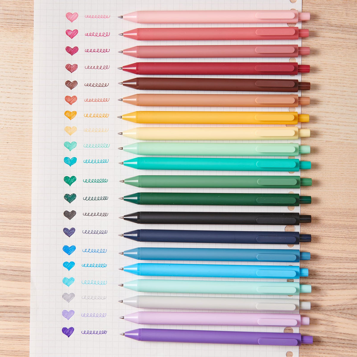 Kaco PURE Colored Gel Pens 20 Pieces Assorted Color Ink 0.5mm Fine Point