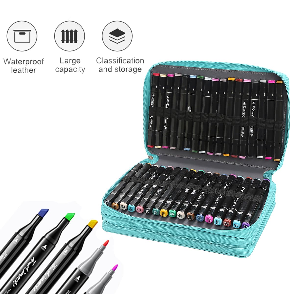 Lbxgap 68 Slots Marker Pen Organizer Case w/Handle