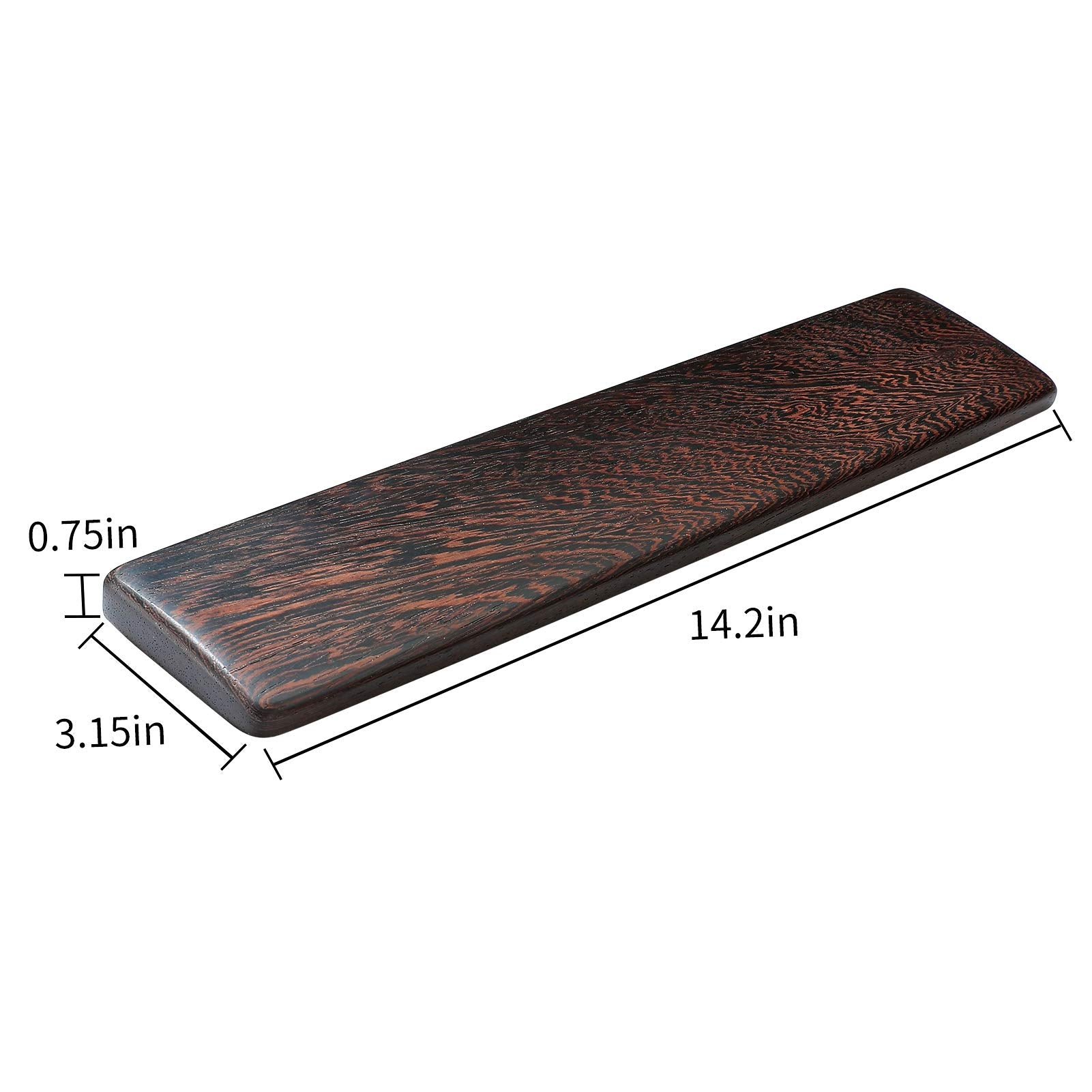 Wooden Keyboard Wrist Rest and Mouse Pad - Solid Wood Palm Rest Guard, Wenge, 14.2in