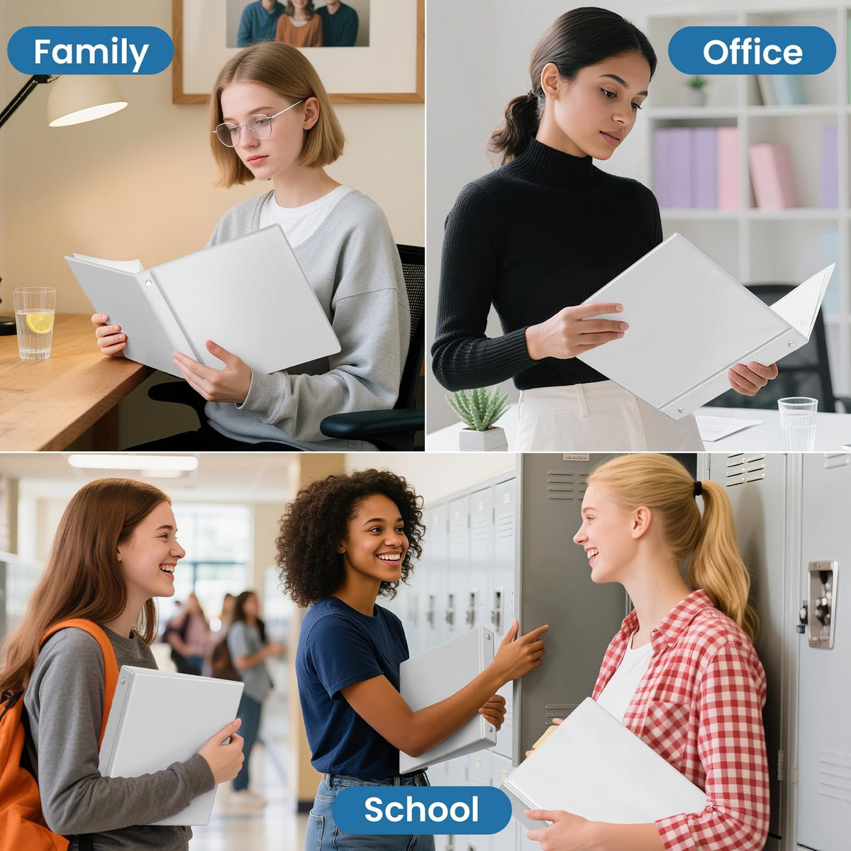 SUNEE 1/2 Inch Binders 3 Ring 10 Pack Bulk, PVC-Free Clear View Half Inch Binders (Fits 8.5x11