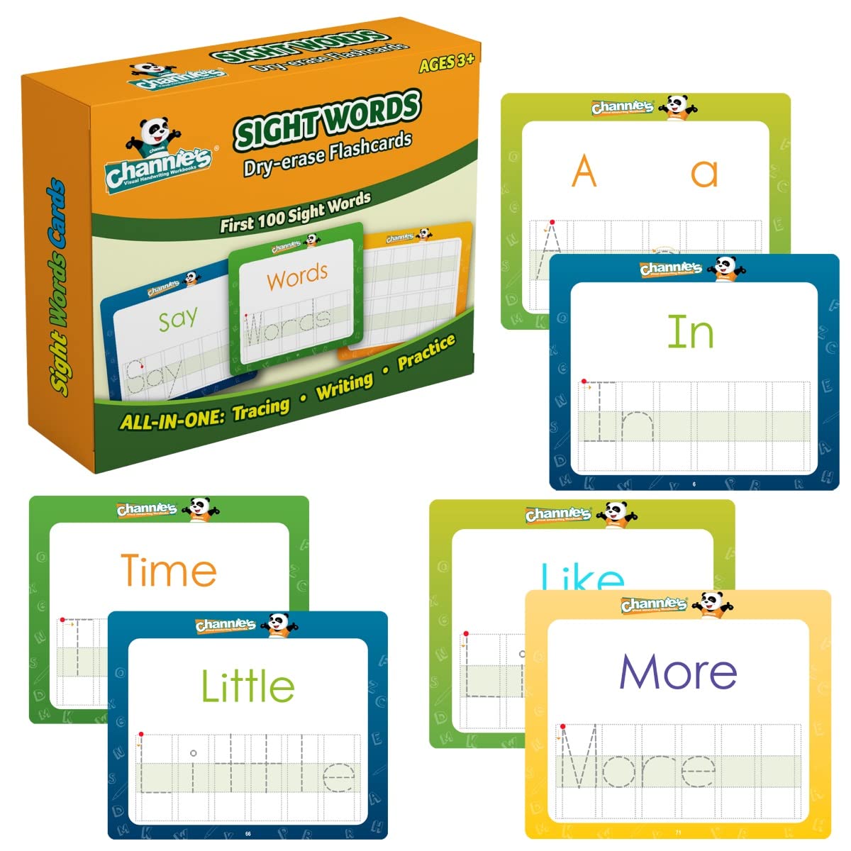 Channie’s Visual Dry Erase Flashcards for Pre-K Through First Grade Students’ to Learn to Trace