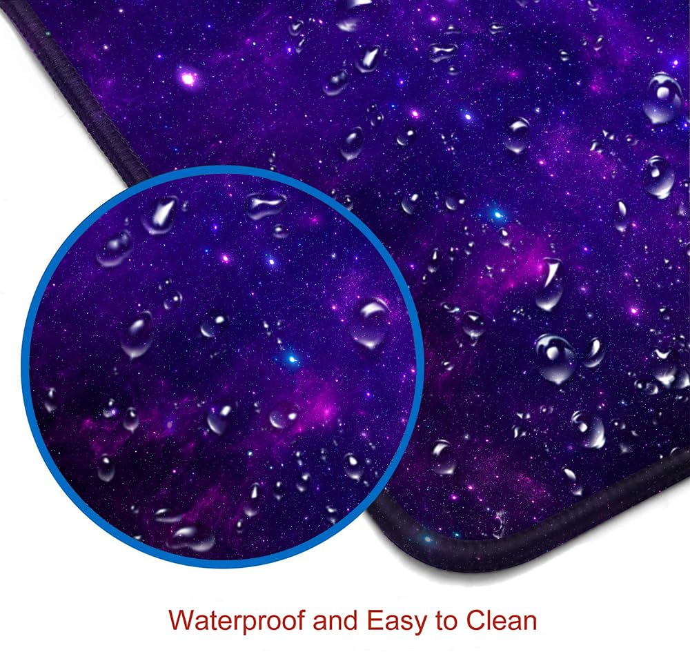 SANWUMIAN Gaming Large Mouse Pad with Stitched Edges, Purple Galaxy Desk Mat, Extended Keyboard