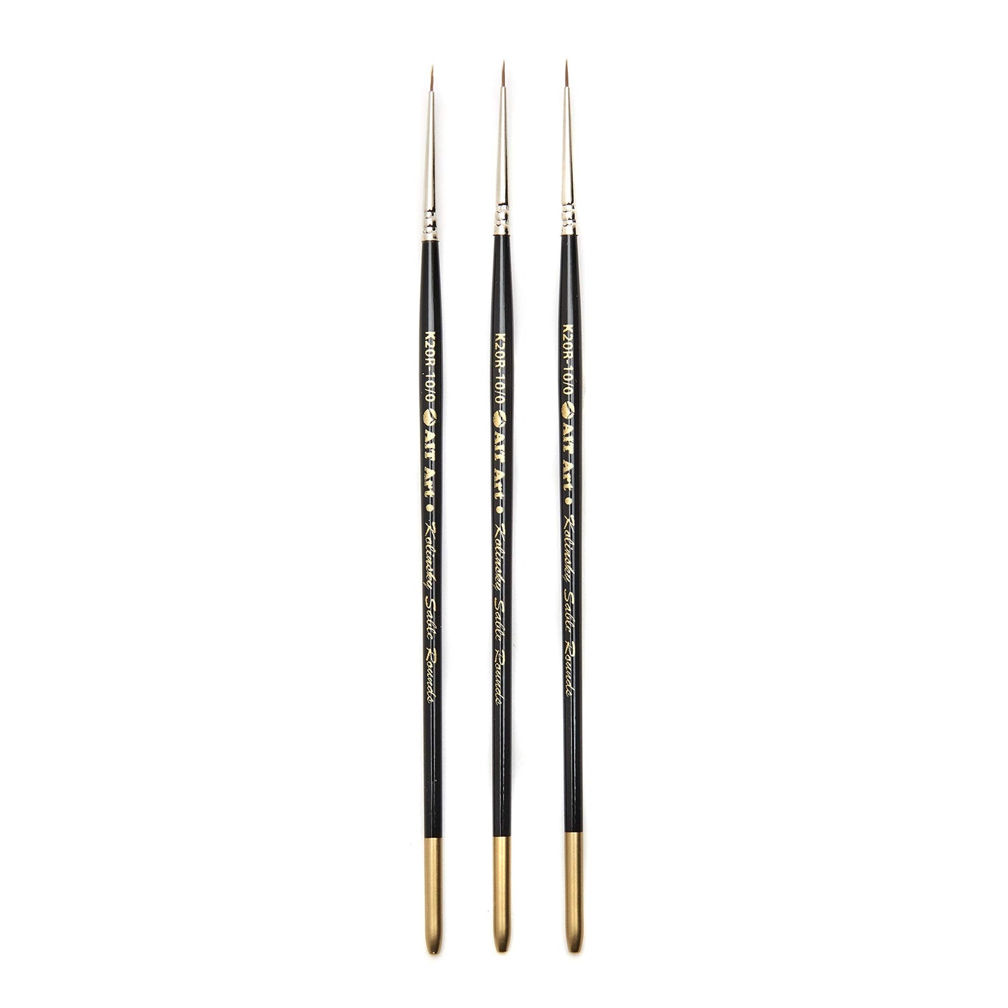 AIT Art Premium Round Detail Kolinsky Paint Brushes, Size 10/0, Pack of 3, Pure Russian Red Sable