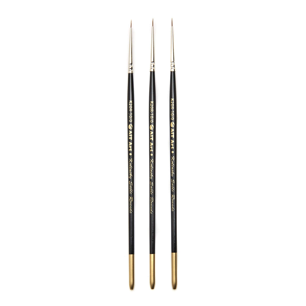 AIT Art Premium Round Detail Kolinsky Paint Brushes, Size 10/0, Pack of 3, Pure Russian Red Sable