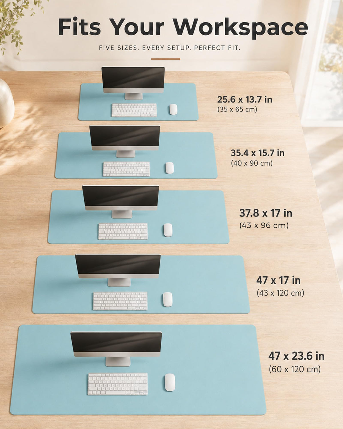 Aothia Double-Sided Desk Pad – 35.4" x 15.7" Leather Desk Mat with Eco Cork Protector, Large Mouse