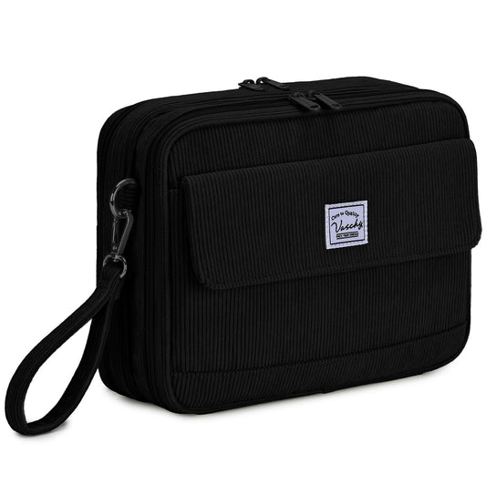 VASCHY Colored Pencil Case, Corduroy Large Pencil Pouch for Art Pens Markers Gel Pens Big Holder