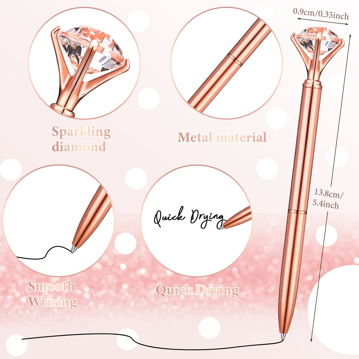 Yahenda 50 Pcs Christmas Gifts Diamond Pens Bridal Shower Ballpoint Pen Bulk Black Ink Bling