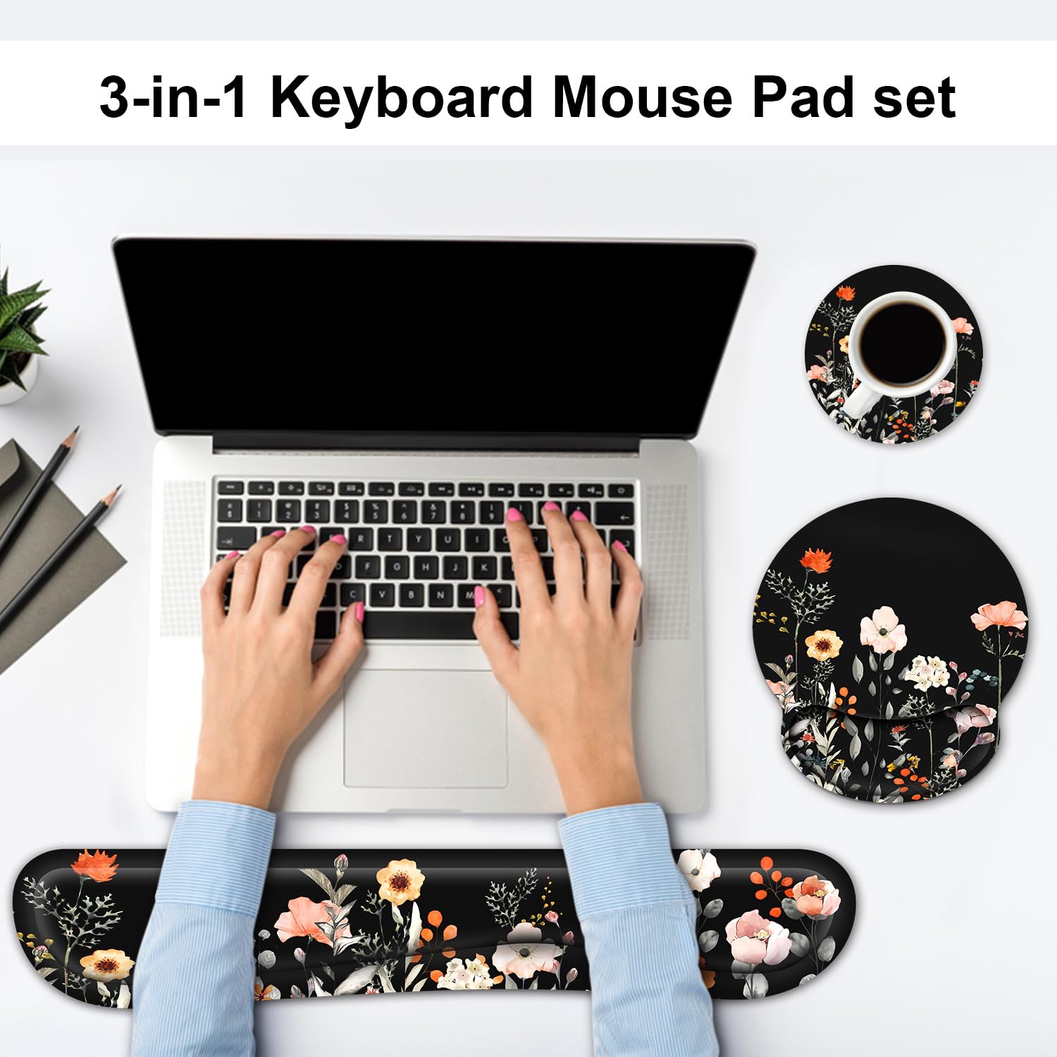 Ergonomic Mouse Pad with Wrist Rest and Keyboard Wrist Rest, Mousepad