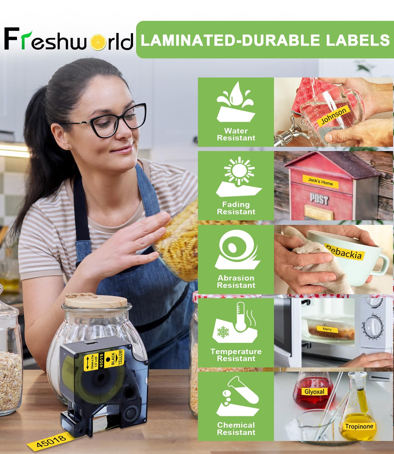 6-Pack Replace for DYMO Label Maker Refills D1 1/2 Inch x 23Ft Yellow 45018