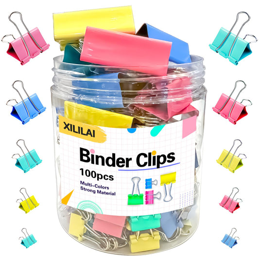 Binder Clips, 100PCS Large Binder Clip Assorted Sizes, Medium Small Binder Clips for Paperwork