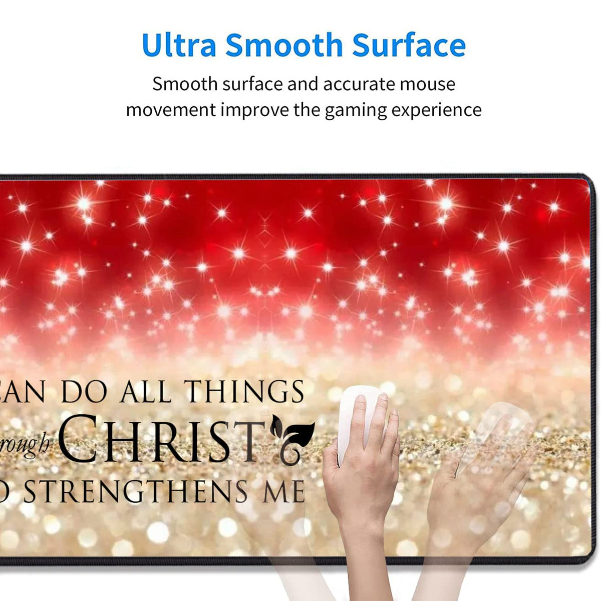 Extended Gaming Mouse Pad with Stitched Edges, Large Anti-Slip Mouse Pad (31.5x11.8 Inches) Desk