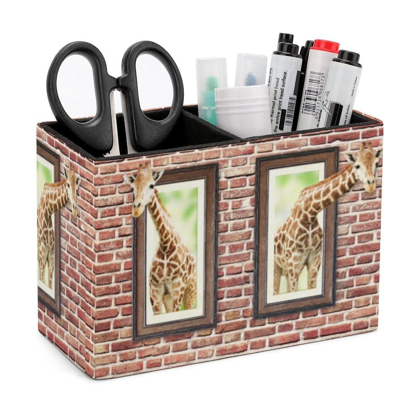 Pencil Holder for Desk, Curious Cute Giraffes Pen Holder Storage Desktop Pen Organizer Desk Pencil