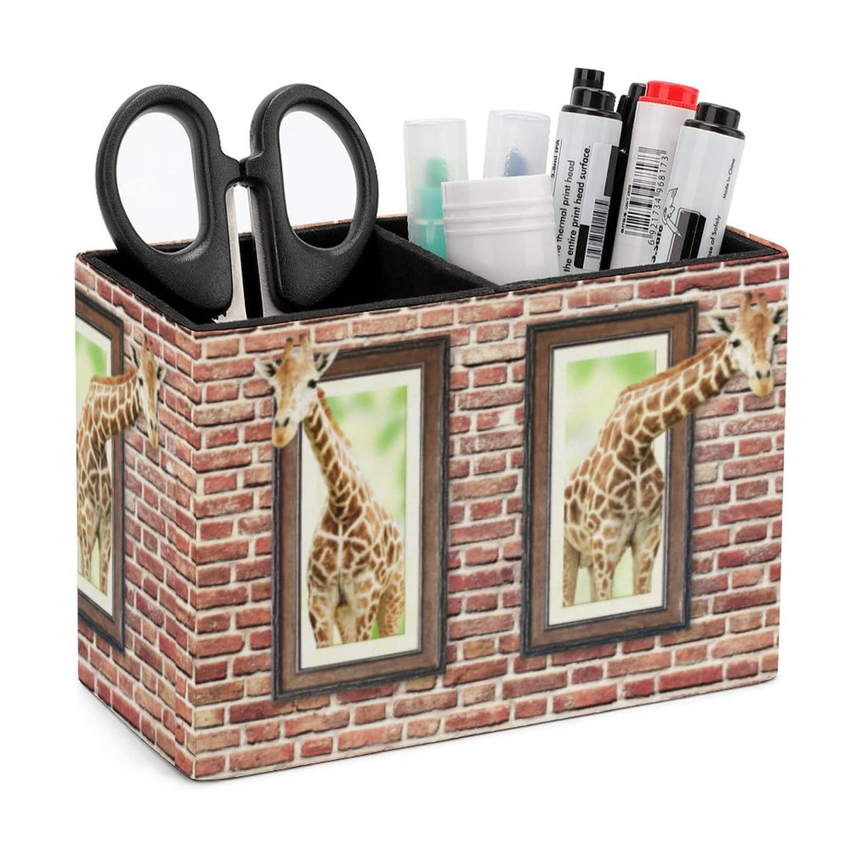 Pencil Holder for Desk, Curious Cute Giraffes Pen Holder Storage Desktop Pen Organizer Desk Pencil