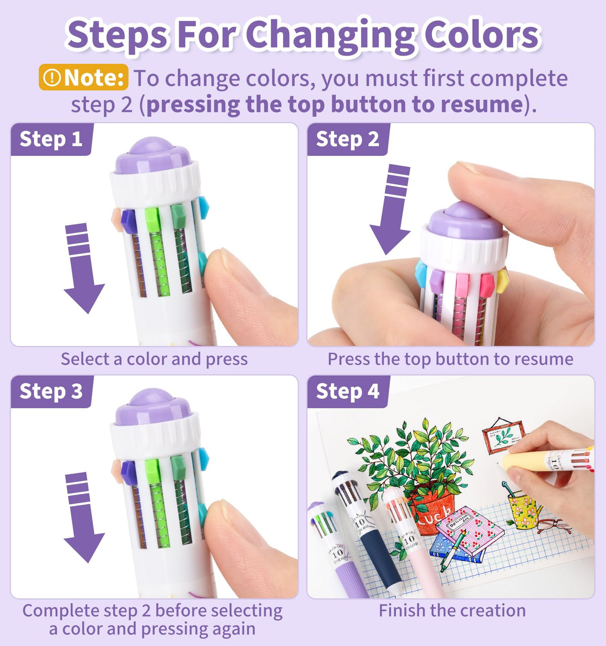 Joyask 12 Pack Multicolor Pens, 10-in-1 Colored Ballpoint Pen, 116 Colors