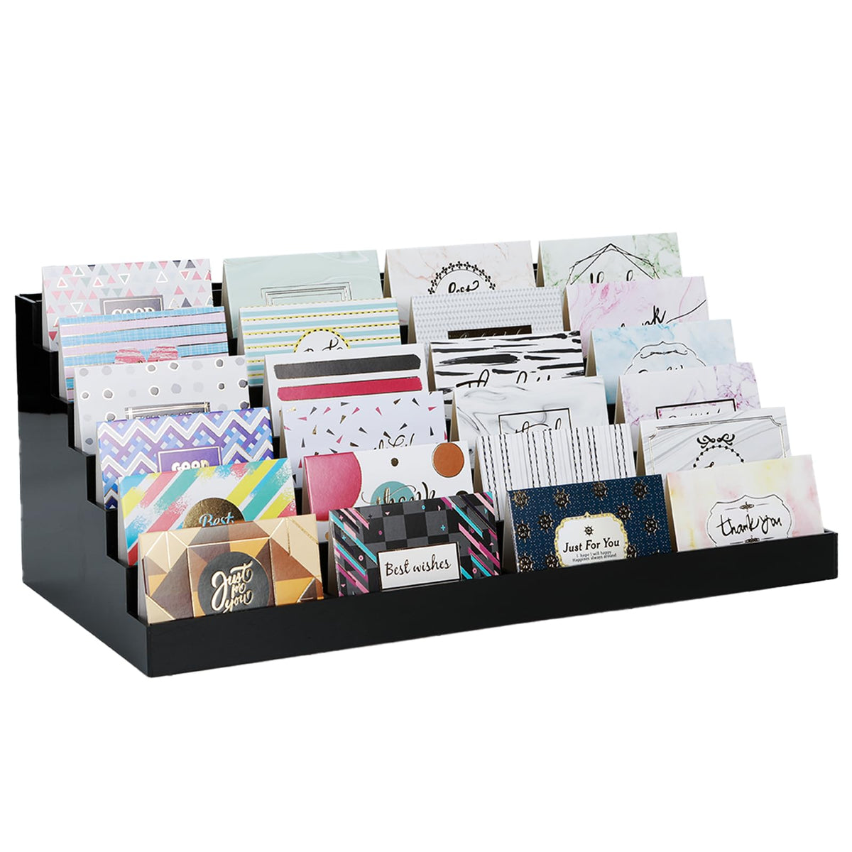 Vevitts Acrylic Business Card Holder for Desk Multiple Business Card Holders 28 Slot 7 Tier Large