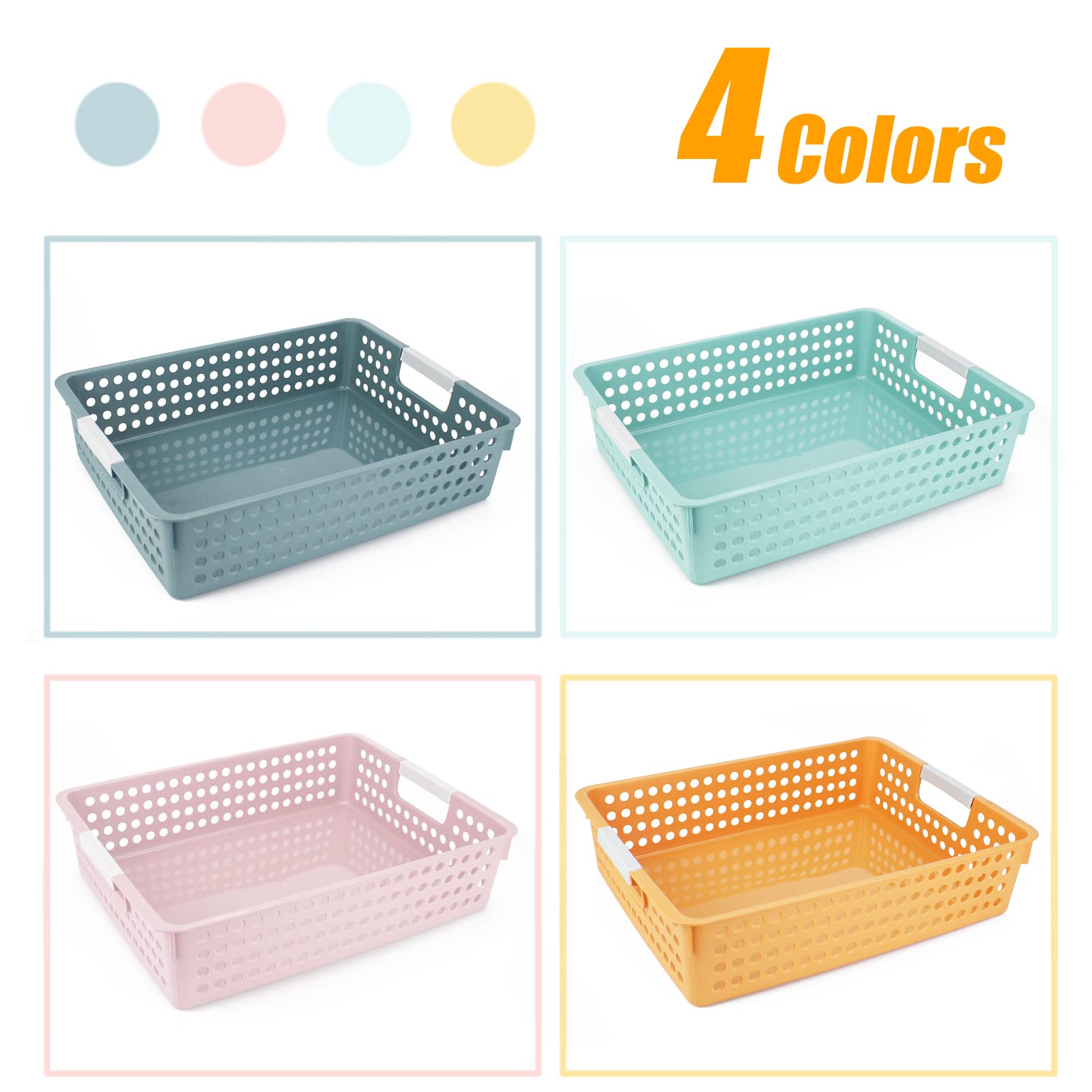 Turn in Trays Classroom, 4Pcs Paper Trays for Classroom, Book Baskets for Library, Drawers, Office