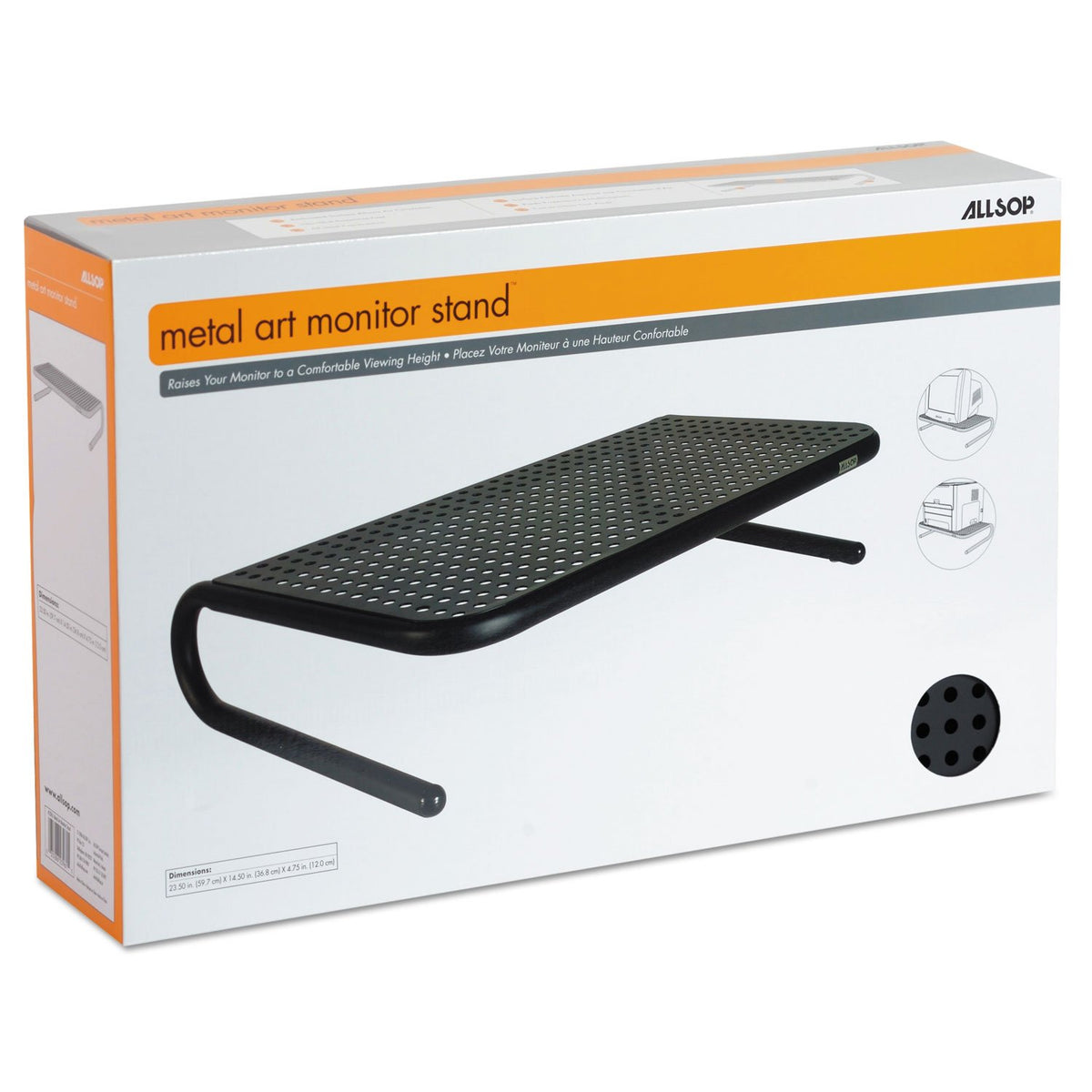 Allsop Large Metal Art Monitor Stand, 18-Inch Wide Platform Holds 50 lbs with Keyboard Storage