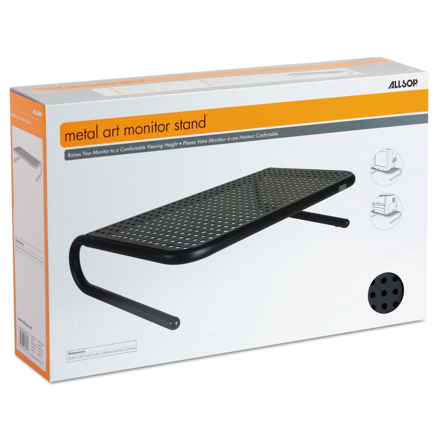 Allsop Large Metal Art Monitor Stand, 18-Inch Wide Platform Holds 50 lbs with Keyboard Storage