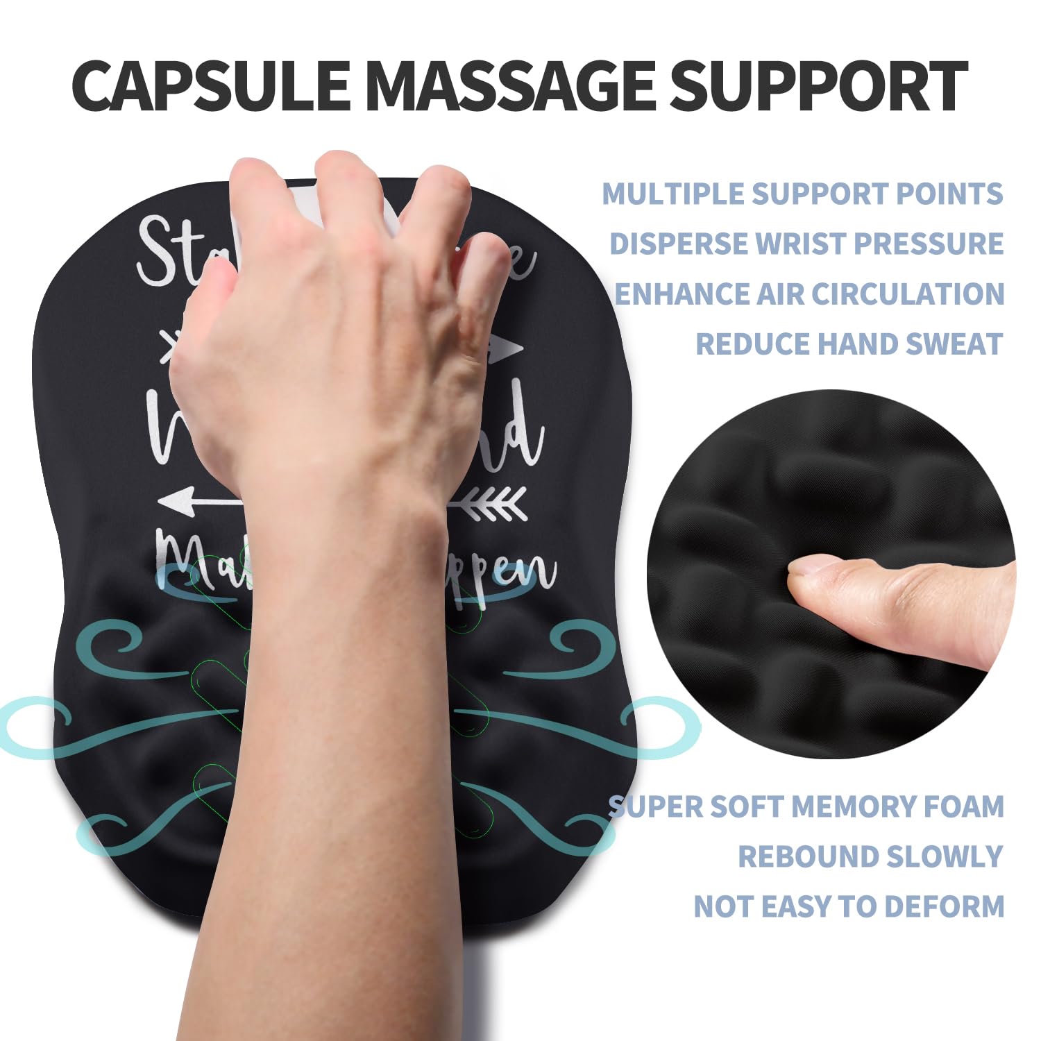 Gleamtide Ergonomic Raised Mouse Pad Wrist Support with Bilateral Slope Memory Foam Mousepad for