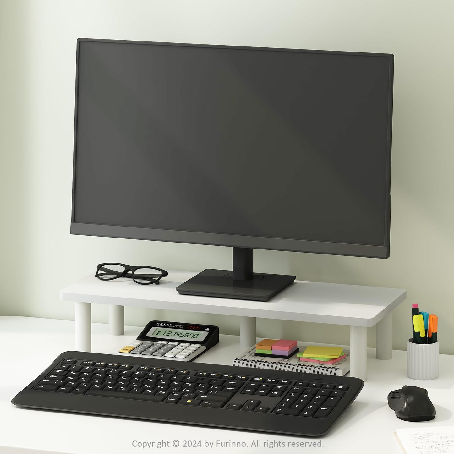 Furinno TURN-N-TUBE Monitor Stand Riser, 23.6" Wide Rectangle Monitor Riser, Laptop Stand for Desk