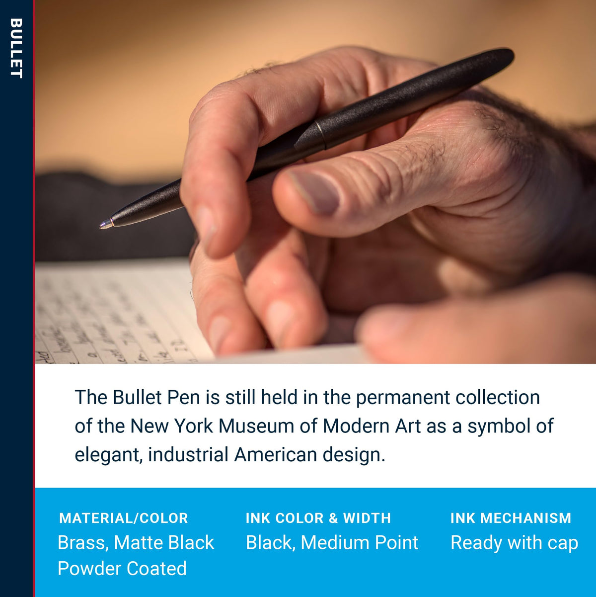 Fisher Space Pen Matte Black Pressurized Ballpoint Bullet Pen