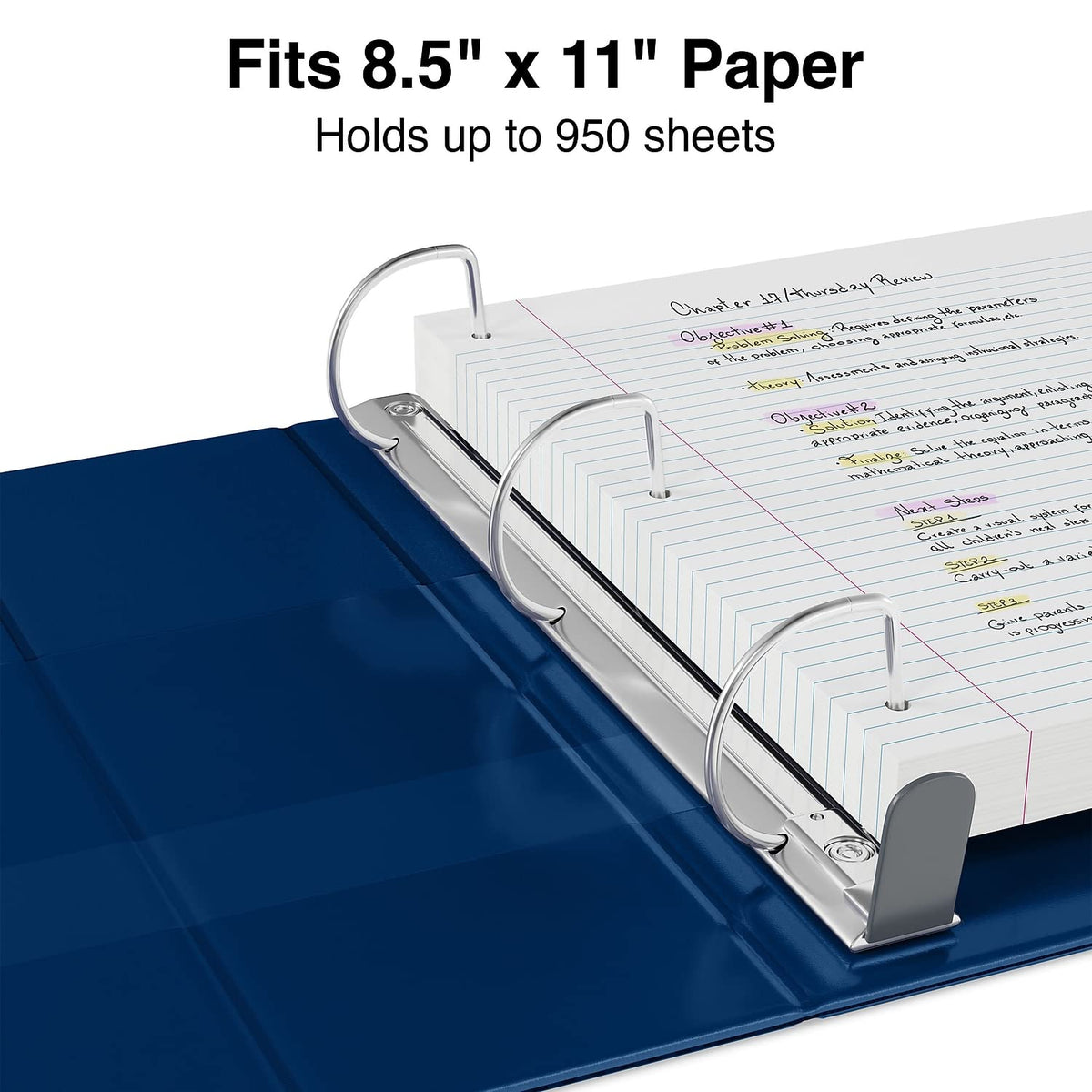 Staples Heavy-Duty 5-Inch D-Ring View Binder, Extra Large Capacity Holds Up to 1,000 Sheets, Navy