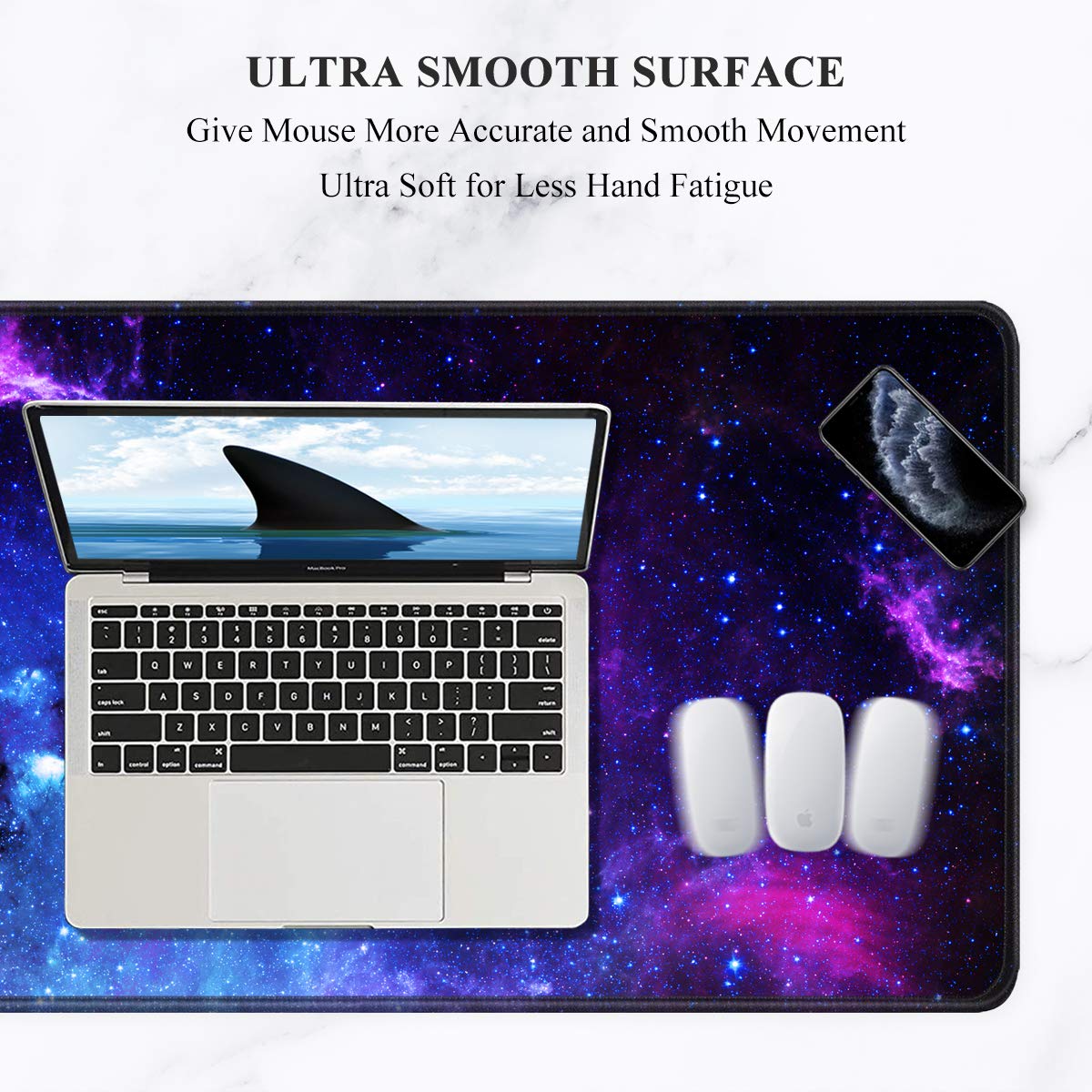 Auhoahsil Large Gaming Mouse Pad, XXL 35.4 x 15.7 in Office Desk Mat,Galaxy