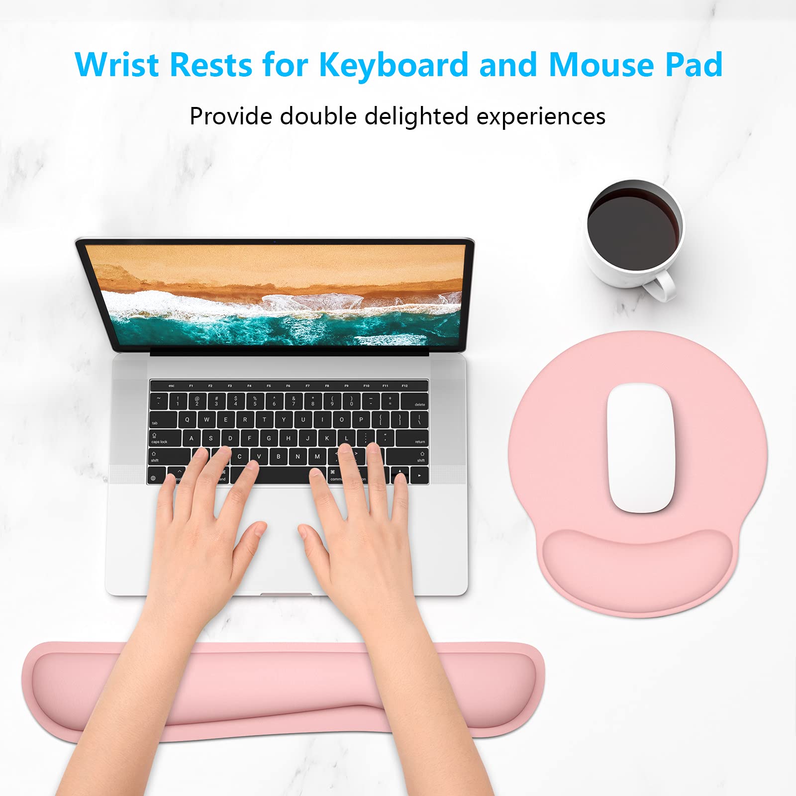 Dapesuom Keyboard Wrist Rest and Mouse Pad with Wrist Support, Memory Foam Cushion for Keyboard and