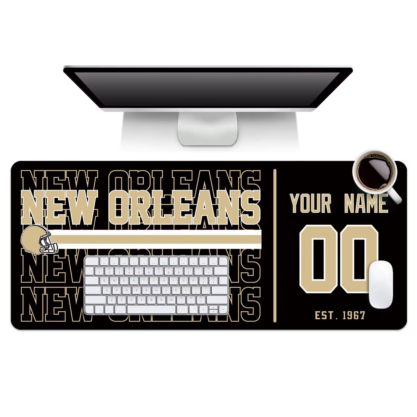 ANTKING New Orleans Mouse Pad Custom Name and Number Desk Pad for Men Women Youth Gifts