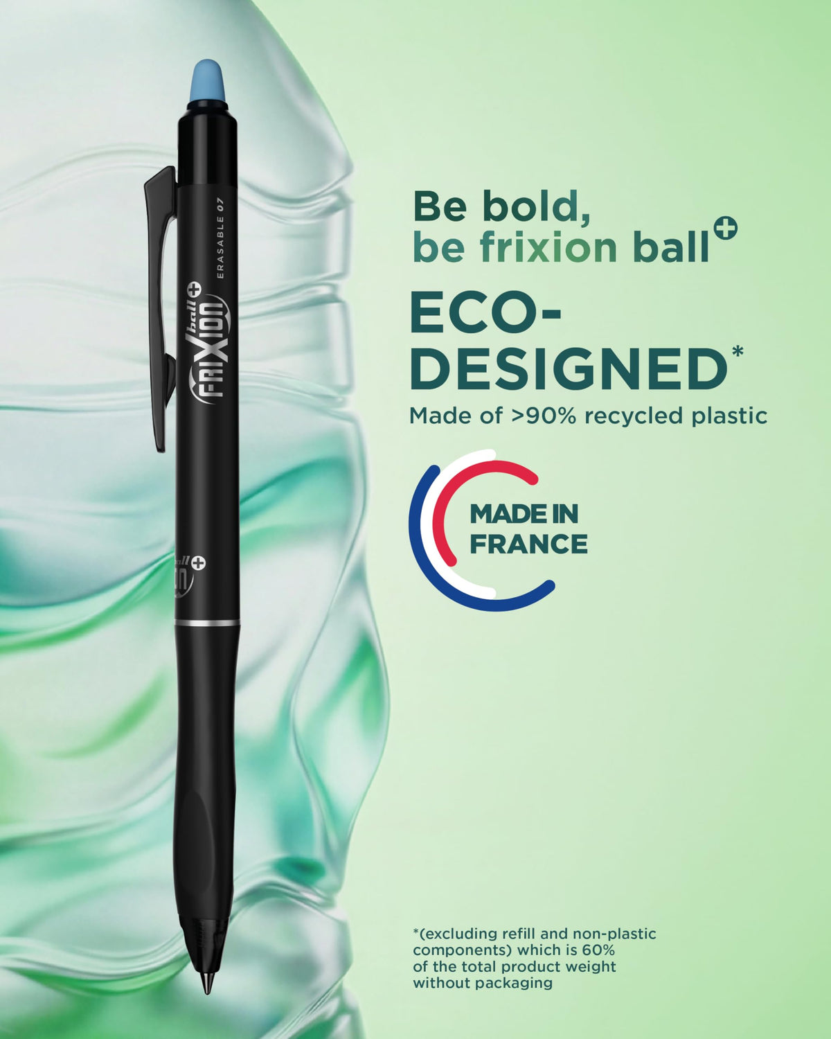 PILOT - FriXion Ball 07 Plus Set - 1 Pen + 1 Set of 3 Refills - Erasable Gel Rollerball Pen with