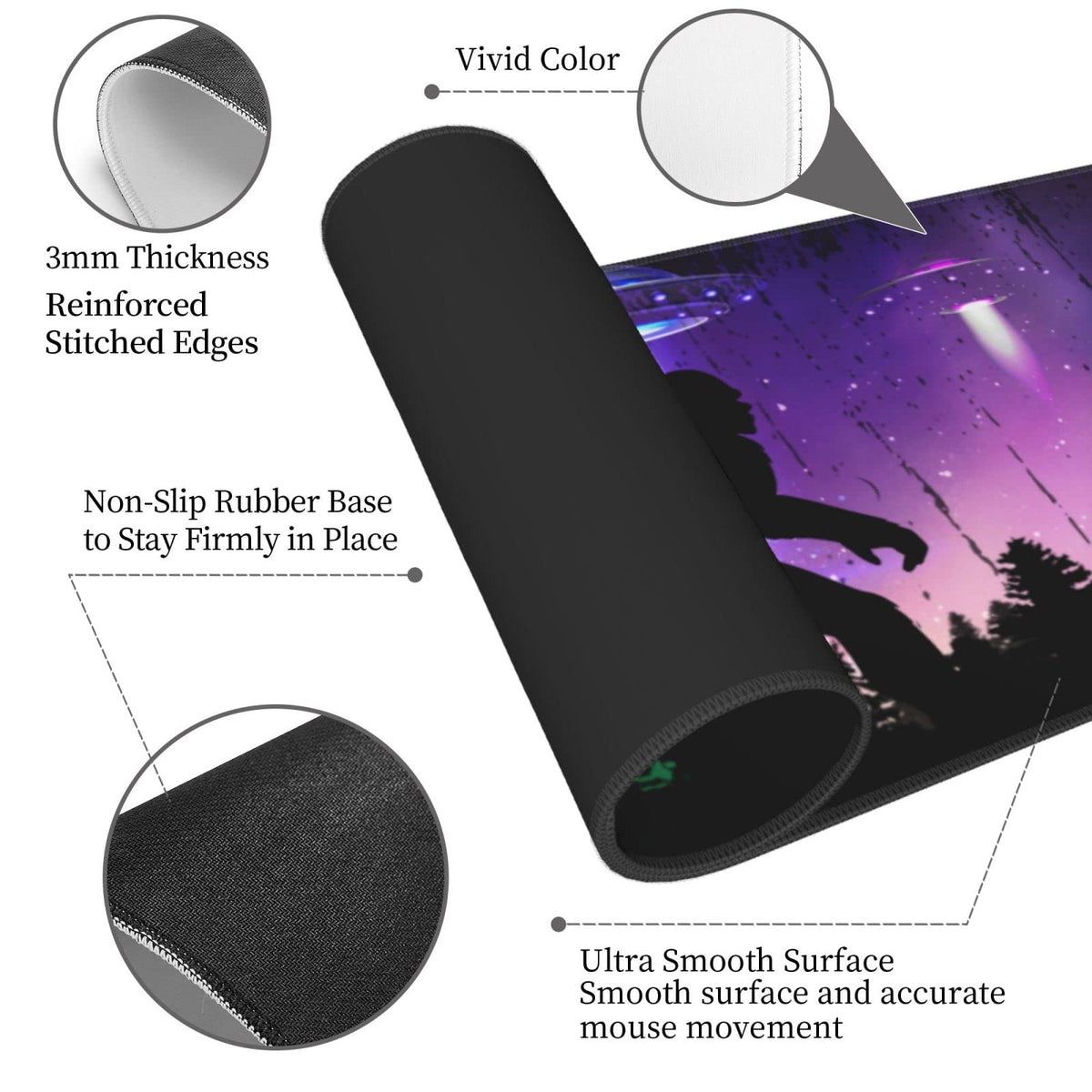 Sasquatch Mouse Pad XL Extended Desk Mat, Computer Mousepad