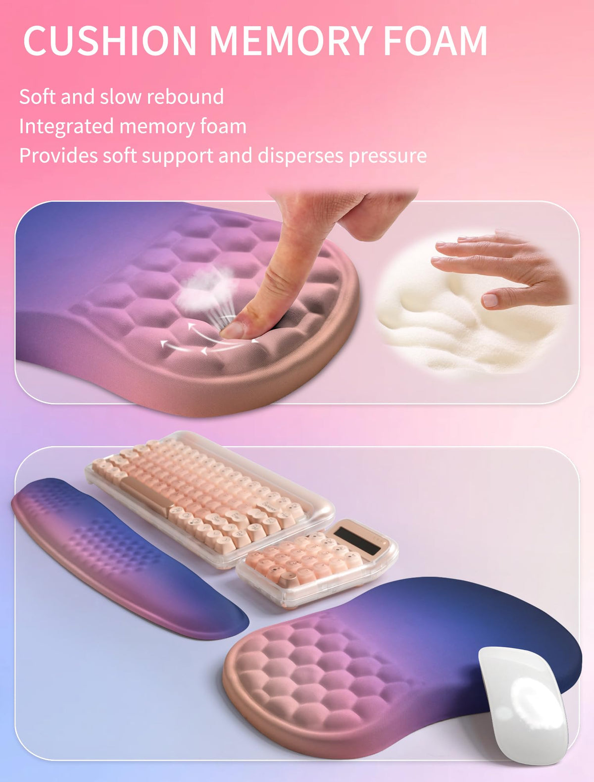 Hokafenle 2in1 Combination, Wave Keyboard Wrist Rest and Ergonomic Curvature Mouse Pad Wrist