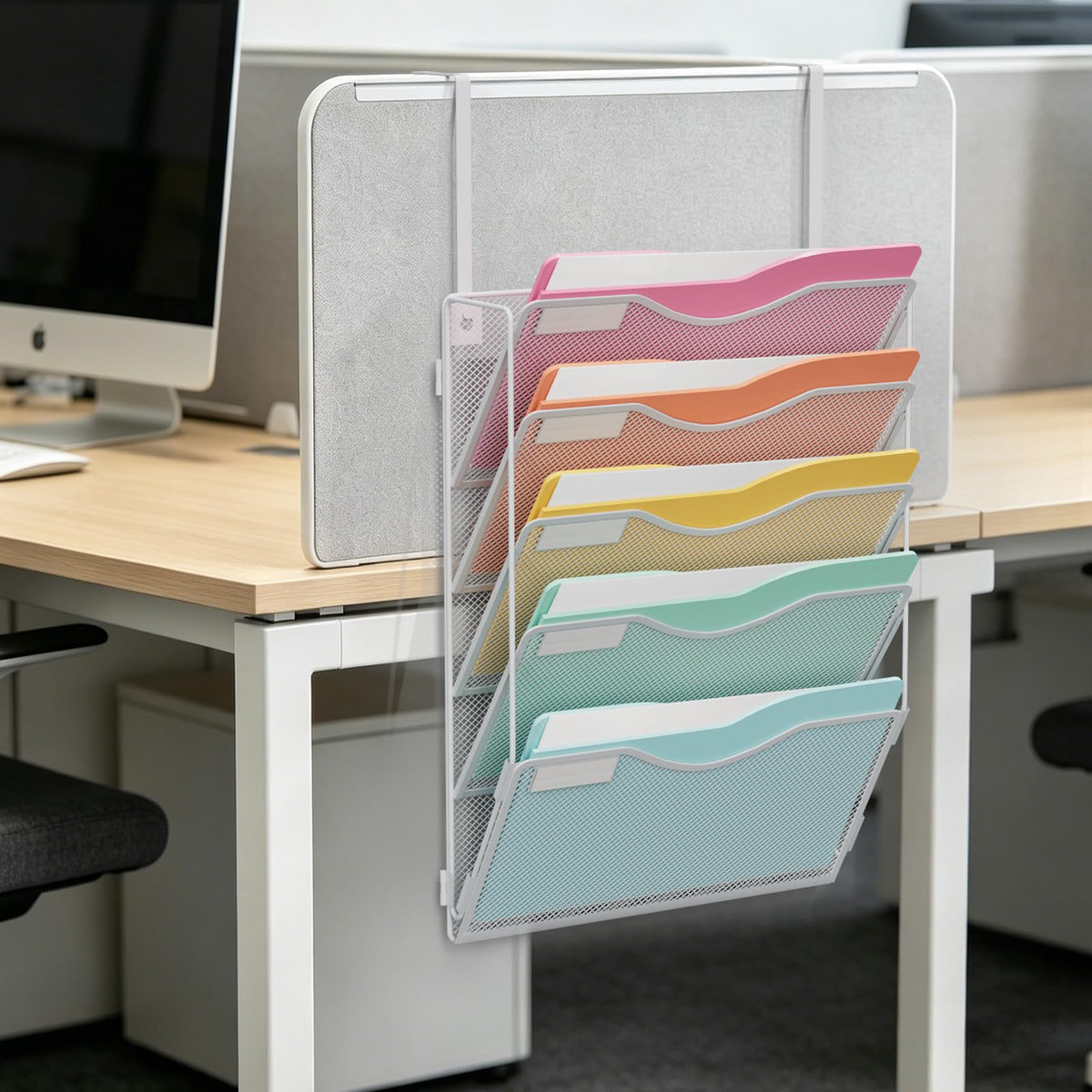 BOHDK Wall File Organizer, Hanging File Folder Organizer, Vertical Mesh Metal Door/Wall Mount